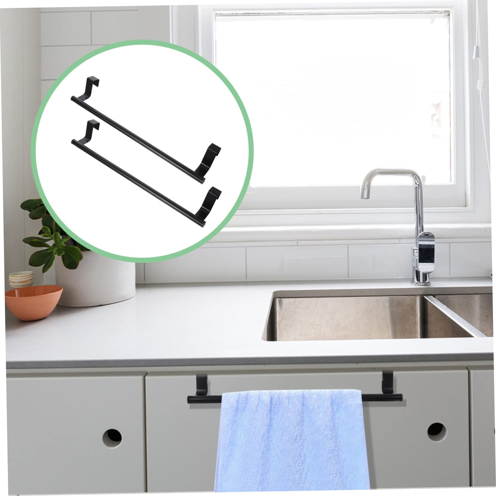 2-Pack Stainless Steel Towel Rack - Heavy Duty Bathroom & Kitchen Towel Holder with Hooks - Space Saving Wall Mounted Towel Storage for Bath, Spa, Laundry Room and Dorm Organization