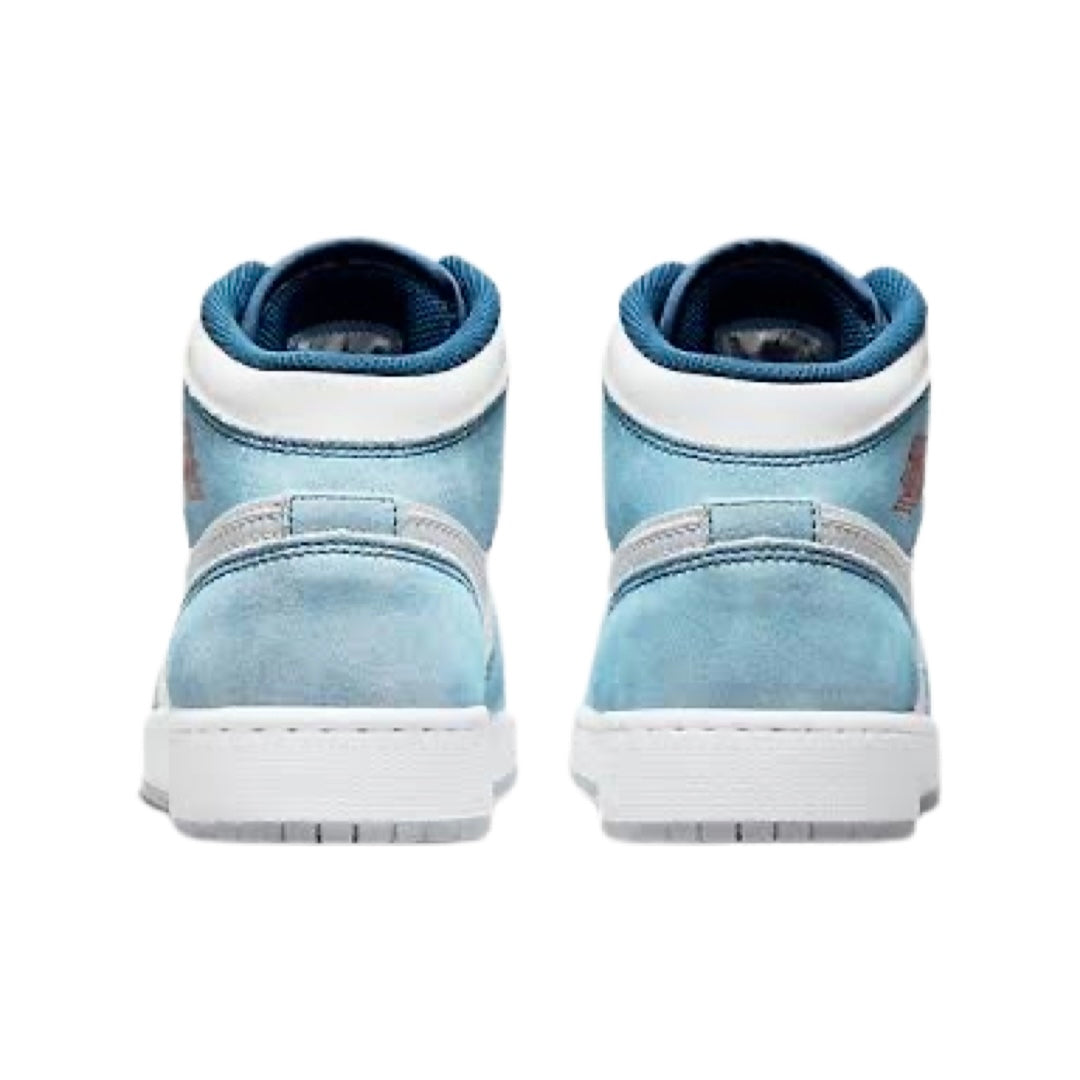 Air Jordan 1 Mid GS Sneakers - French Blue, University Red & White Basketball Shoes for Women & Girls - Perfect for Casual Wear, Sports & Street Fashion