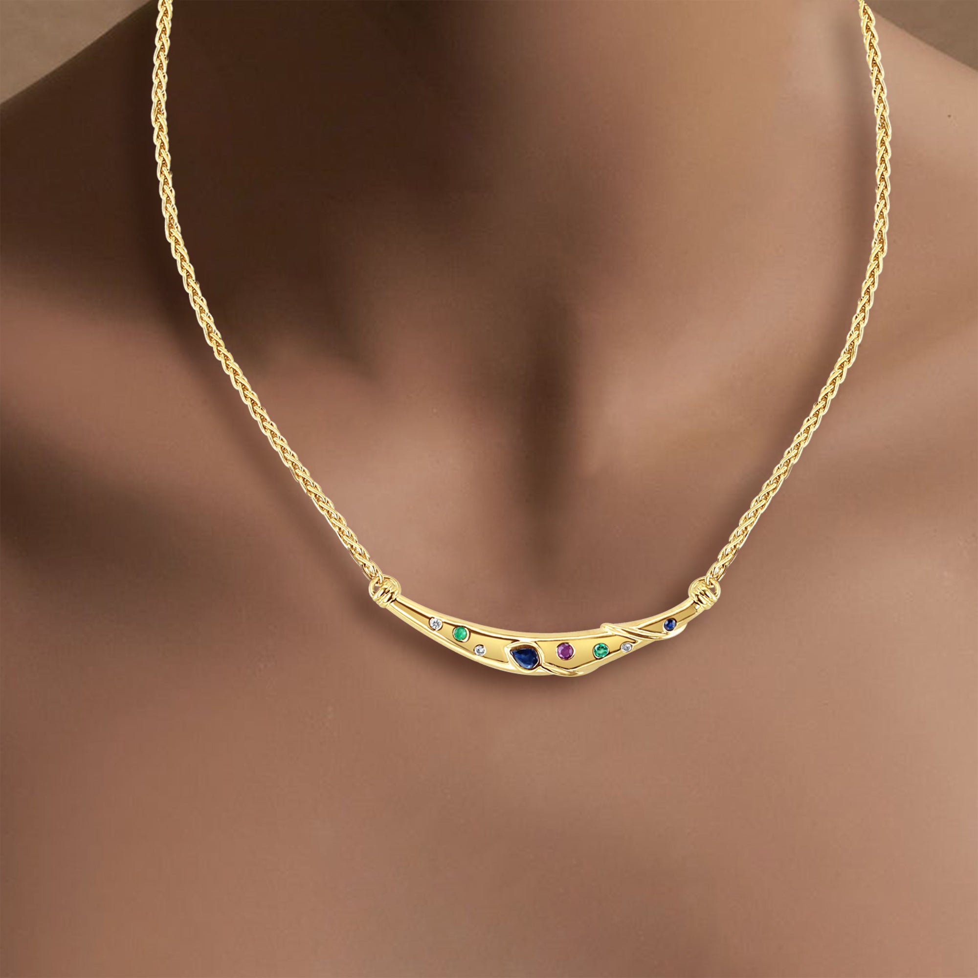 Assorted Gemstone Arc Necklace - Elegant Handmade Jewelry for Women | Perfect for Weddings, Parties & Everyday Wear