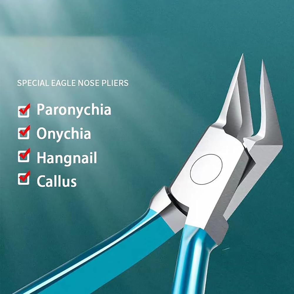 Outfany EasyClip Stainless Steel Long Handle Toenail Clippers - Professional Ingrown & Thick Nail Trimmer for Seniors & Diabetics - Durable Black Toe Nail Cutter for Easy Grip & Precise Cutting (Home, Travel & Pedicure Use)