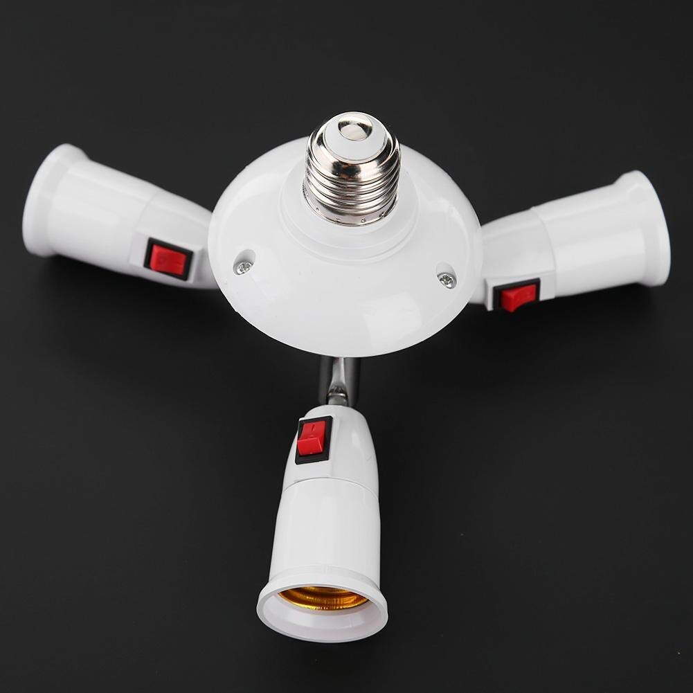 E27 Lamp Socket Splitter - 3/4 Head Adjustable LED Light Bulb Holder Adapter for Ceiling, Table & Floor Lamps - Perfect for Home, Office & Restaurant Lighting (4 Heads)