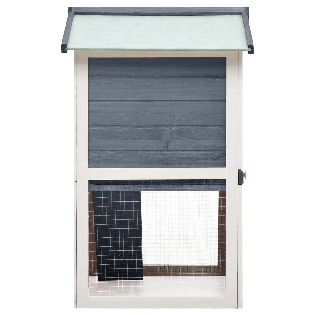 CHARMMA Outdoor Rabbit Hutch with 3 Doors - Gray Wooden Rabbit Cage for Small Pets - Perfect for Backyard, Garden, or Patio Use