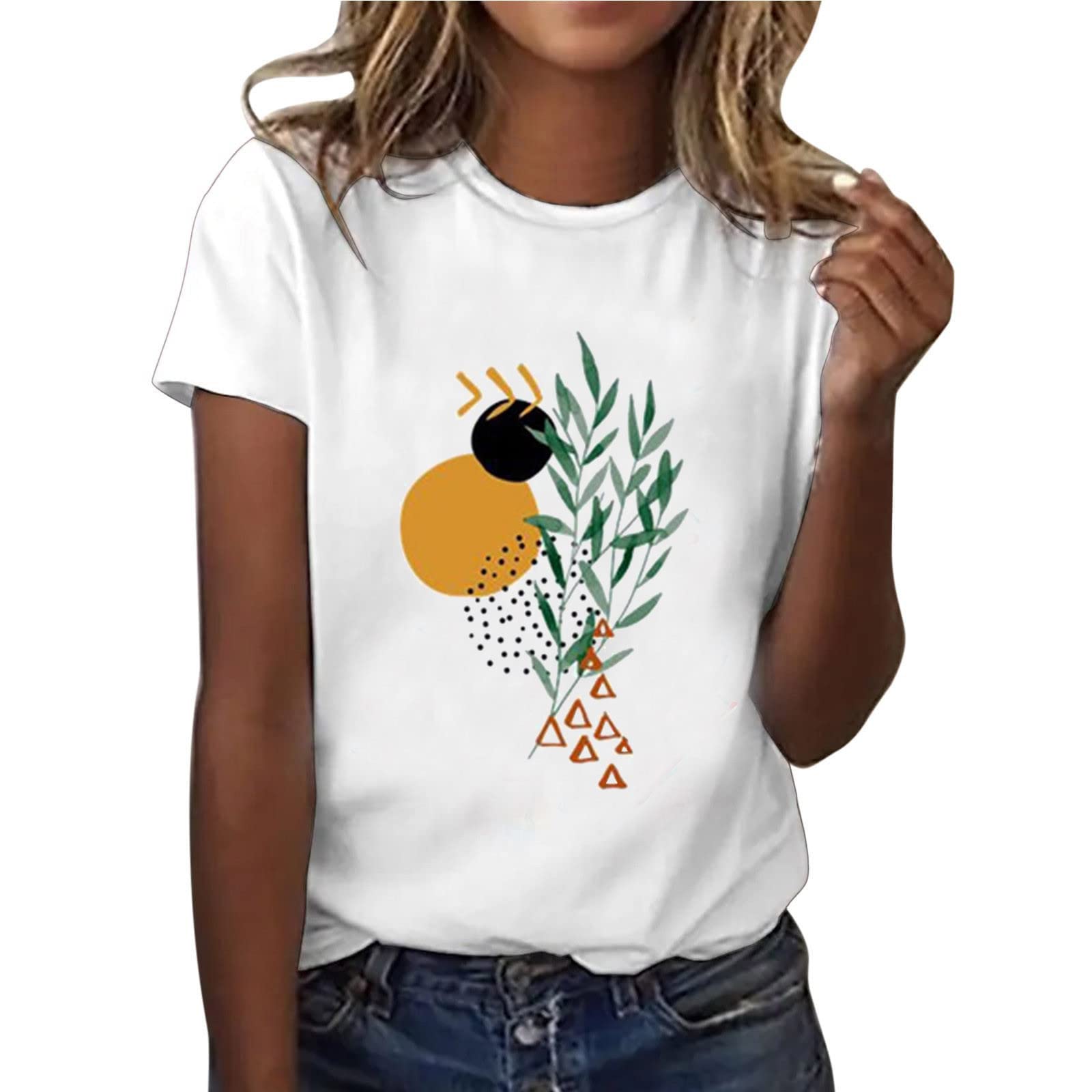 Trendy Women's Cute Graphic Tee - Casual Short Sleeve T-Shirt for Summer | Loose Fit Crewneck Tunic Blouse for Everyday Wear, Outings & Vacation