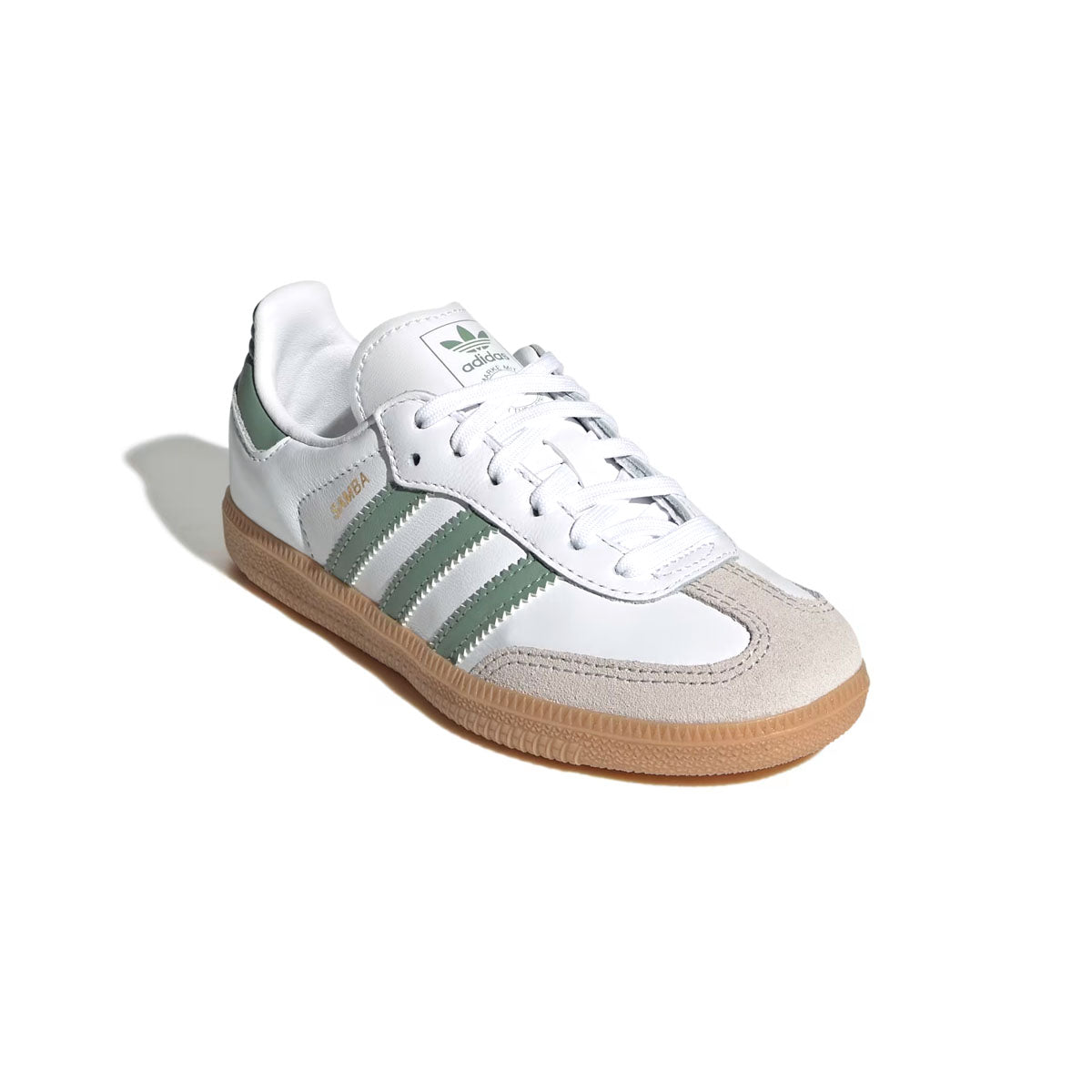 Kids Samba OG Sneakers - Cloud White Silver Green - Comfortable Lightweight Running Shoes for Boys & Girls - Perfect for School, Sports & Everyday Wear