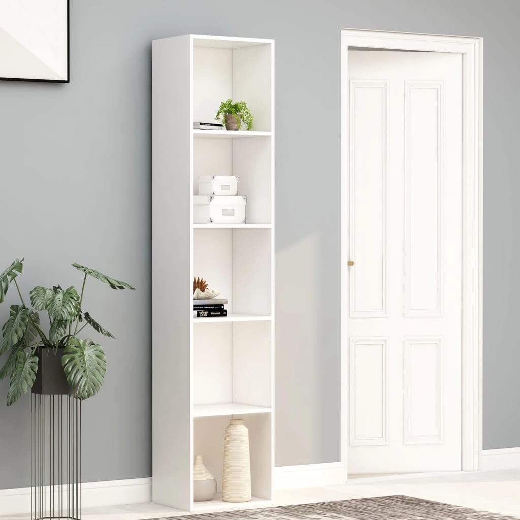 5-Tier Bookcase Shelf - Freestanding Storage Organizer for Books, Toys & Decor - White Bookshelf for Home, Office, Bedroom (15.7