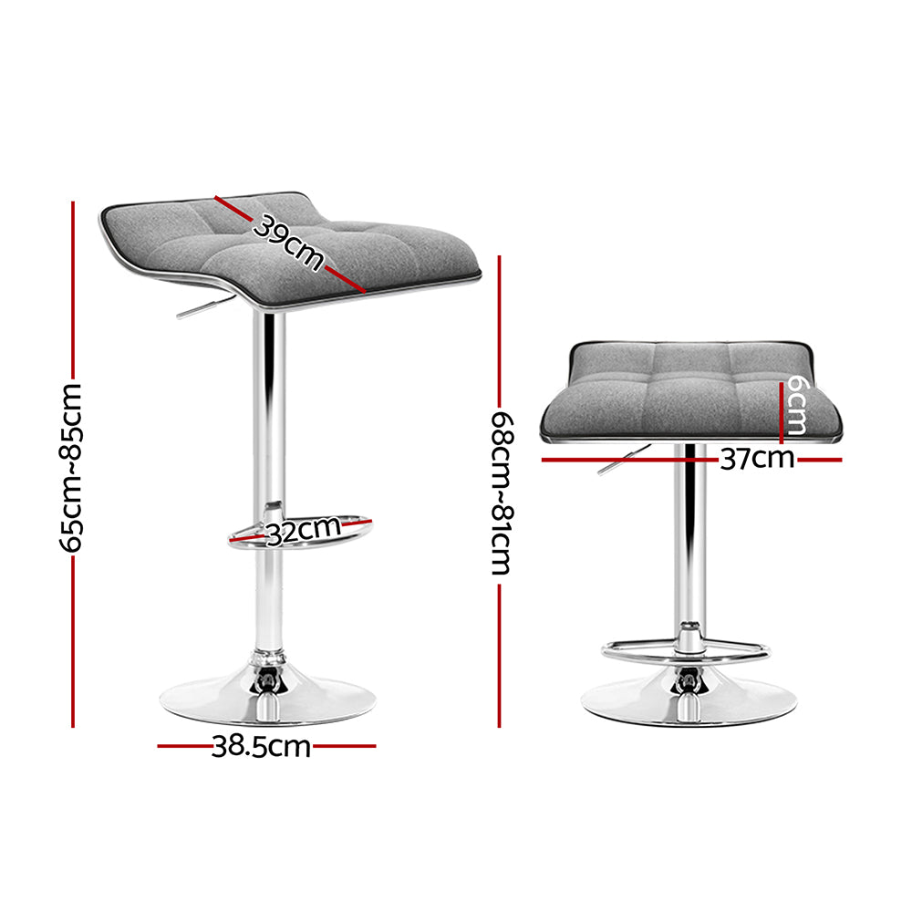 2-Pack Adjustable Height Bar Stools with Linen Upholstery and Gas Lift Mechanism - Perfect for Kitchen Islands, Breakfast Nooks & Home Bars