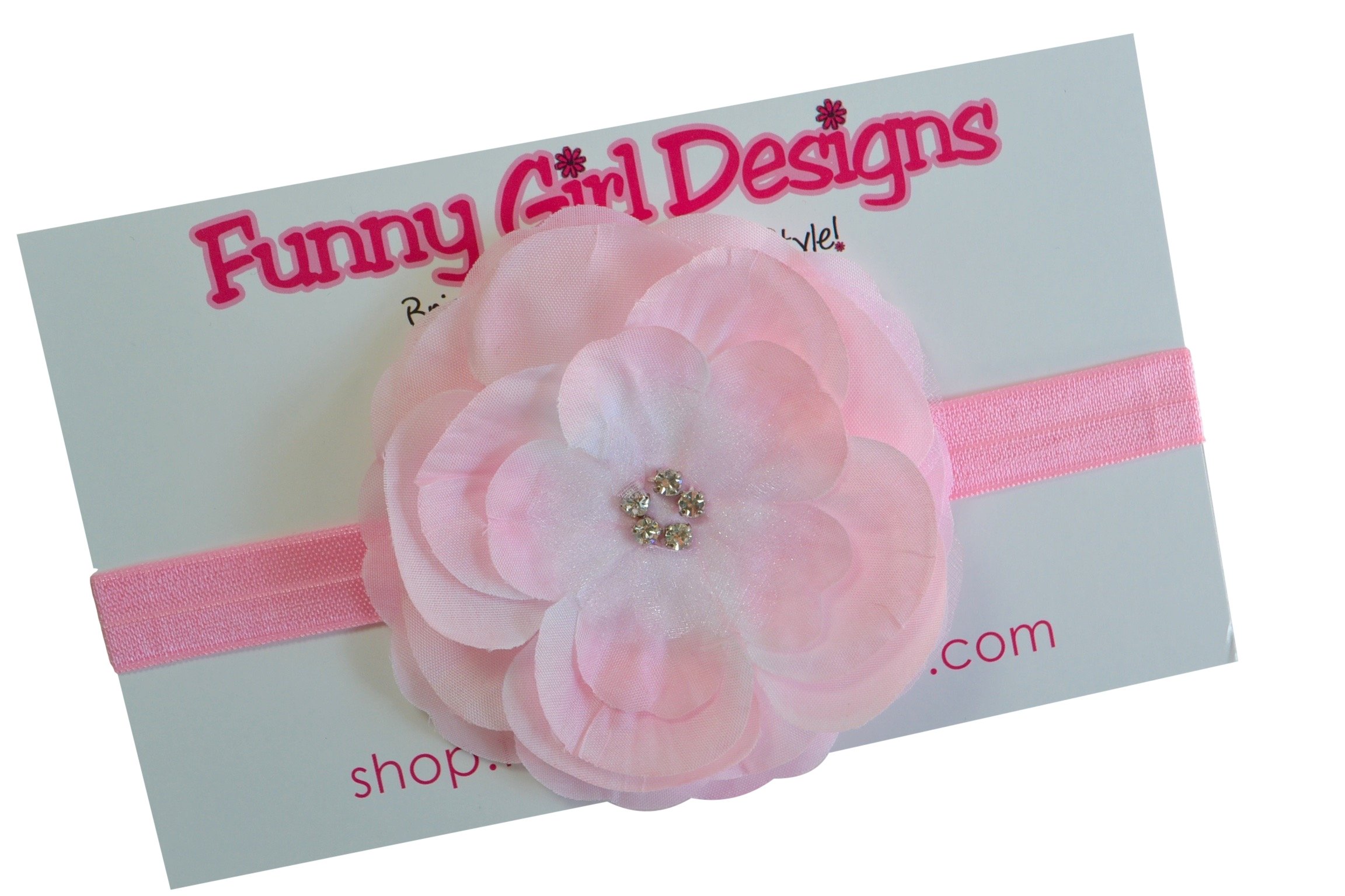 Funny Girl Designs Emma Silk Flower Elastic Headband for Baby & Toddler - Soft & Stylish Hair Accessory for Newborns, Infants & Little Girls - Perfect for Photos, Parties & Everyday Wear
