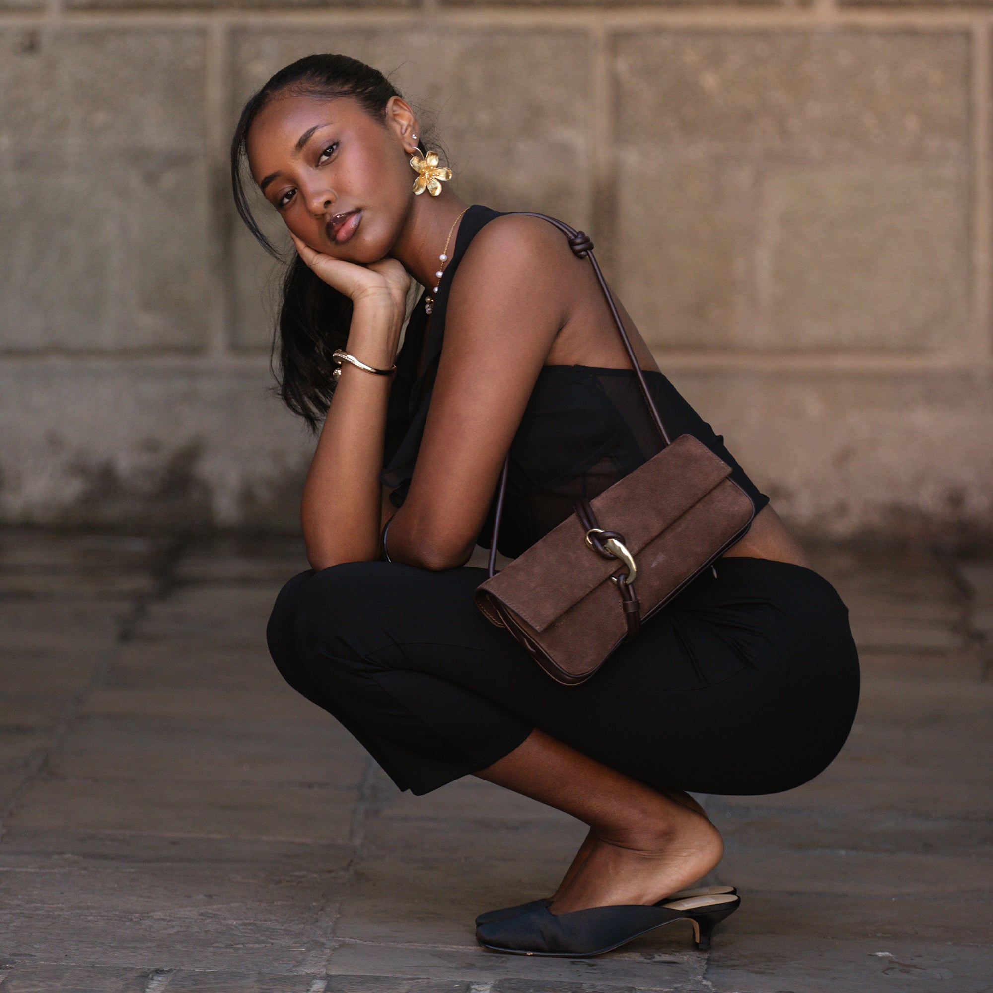ALICE Genuine Suede Shoulder Bag in Chocolate Brown - Perfect for Work, Travel & Everyday Use