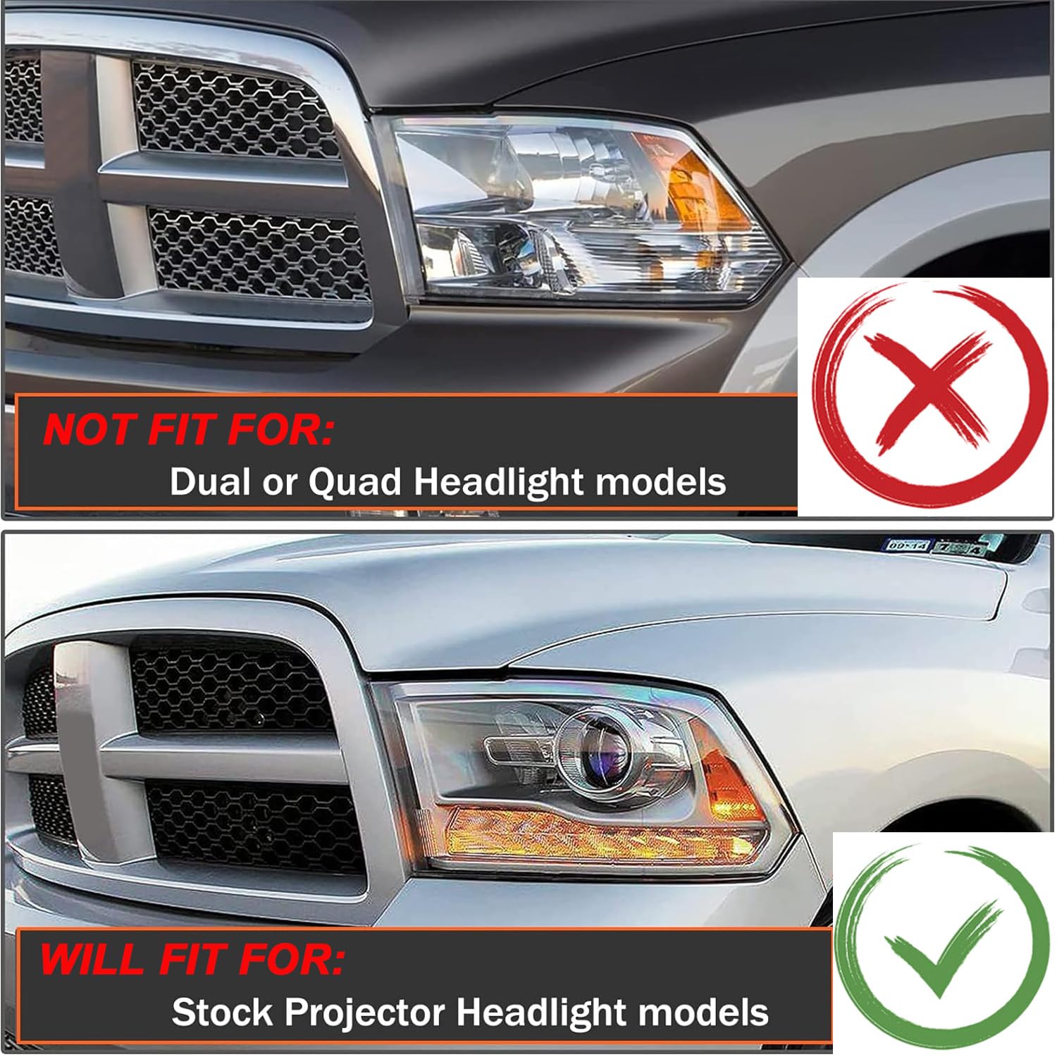 Nixon Offroad LED Headlights Assembly for Dodge Ram 1500 2500 3500 (2013-2018) - High/Low Beam Projector Headlights with Turn Signal - Chrome Housing & Clear Lens - 1 Pair - Perfect for Off-Roading & Night Driving