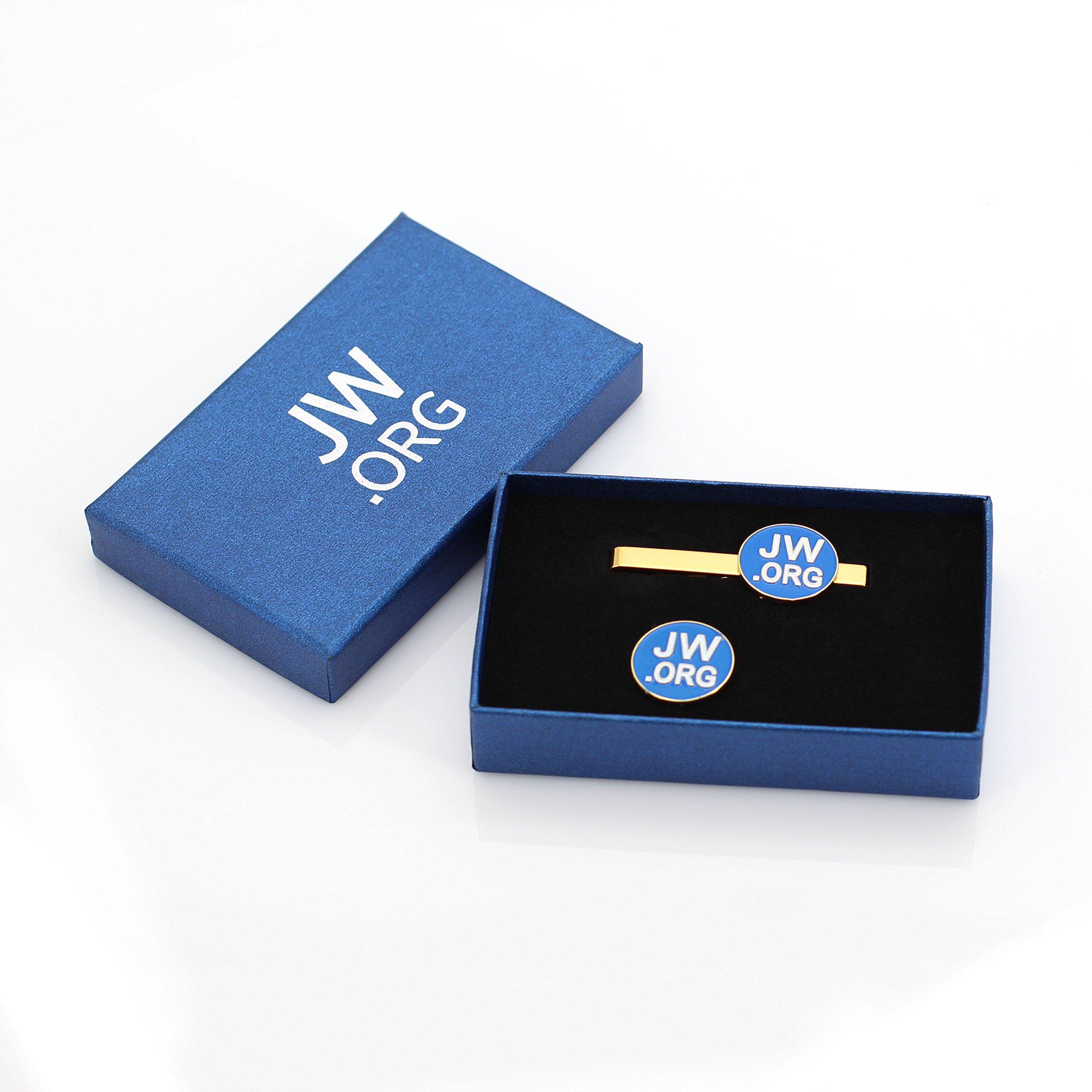 JW.org Metal Necktie Clip and Lapel Pin Gift Set - Gold Tone with Elegant Gift Box - Perfect for Church Events, Weddings & Formal Occasions