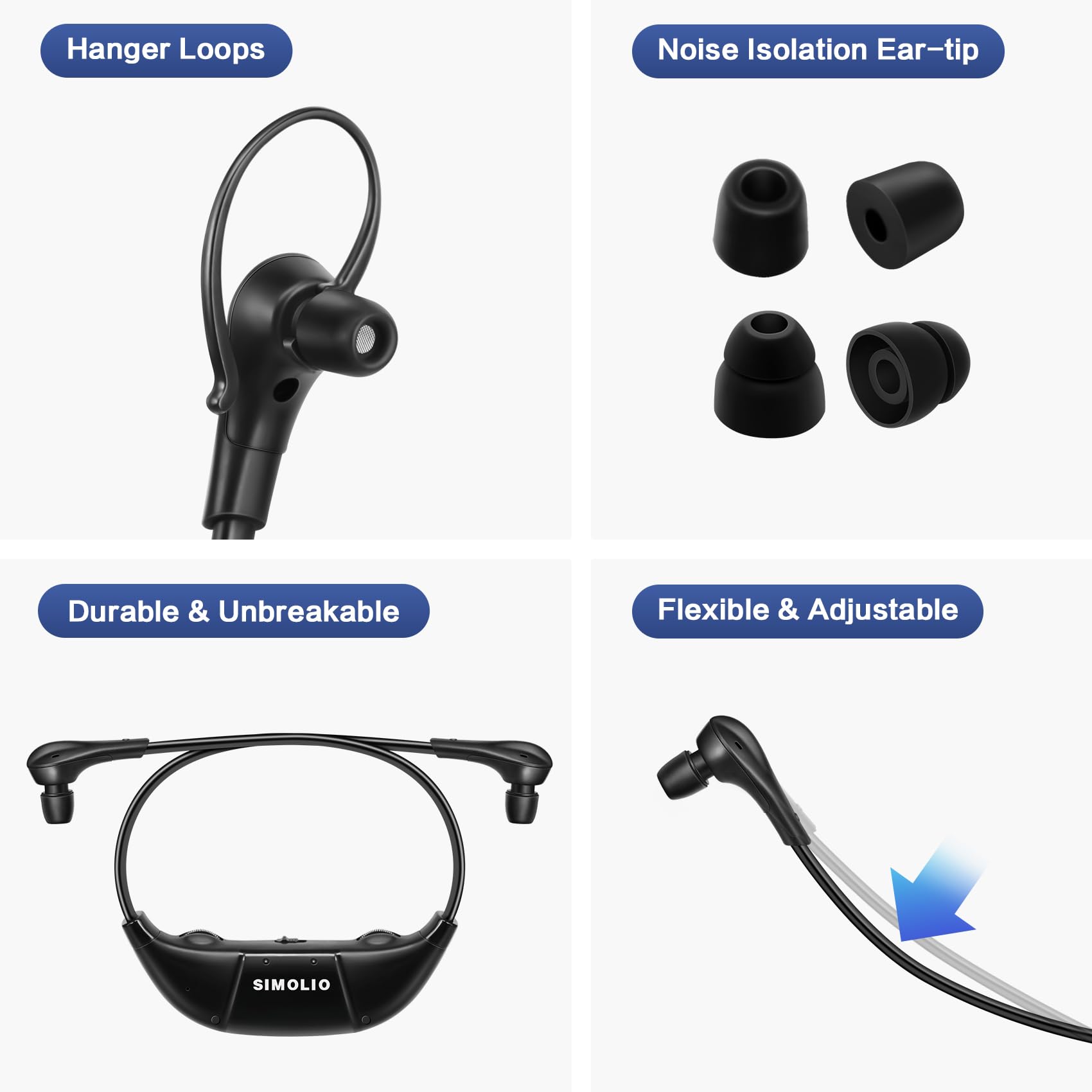 SIMOLIO Digital Wireless TV Headphones with Dual Headsets - 3 Tone Presets, Separate Volume & Balance Control, 15H Battery - Compatible with Smart, Optical, RCA & AUX TVs - Perfect for Late Night Watching, Hearing Impaired & Private Listening