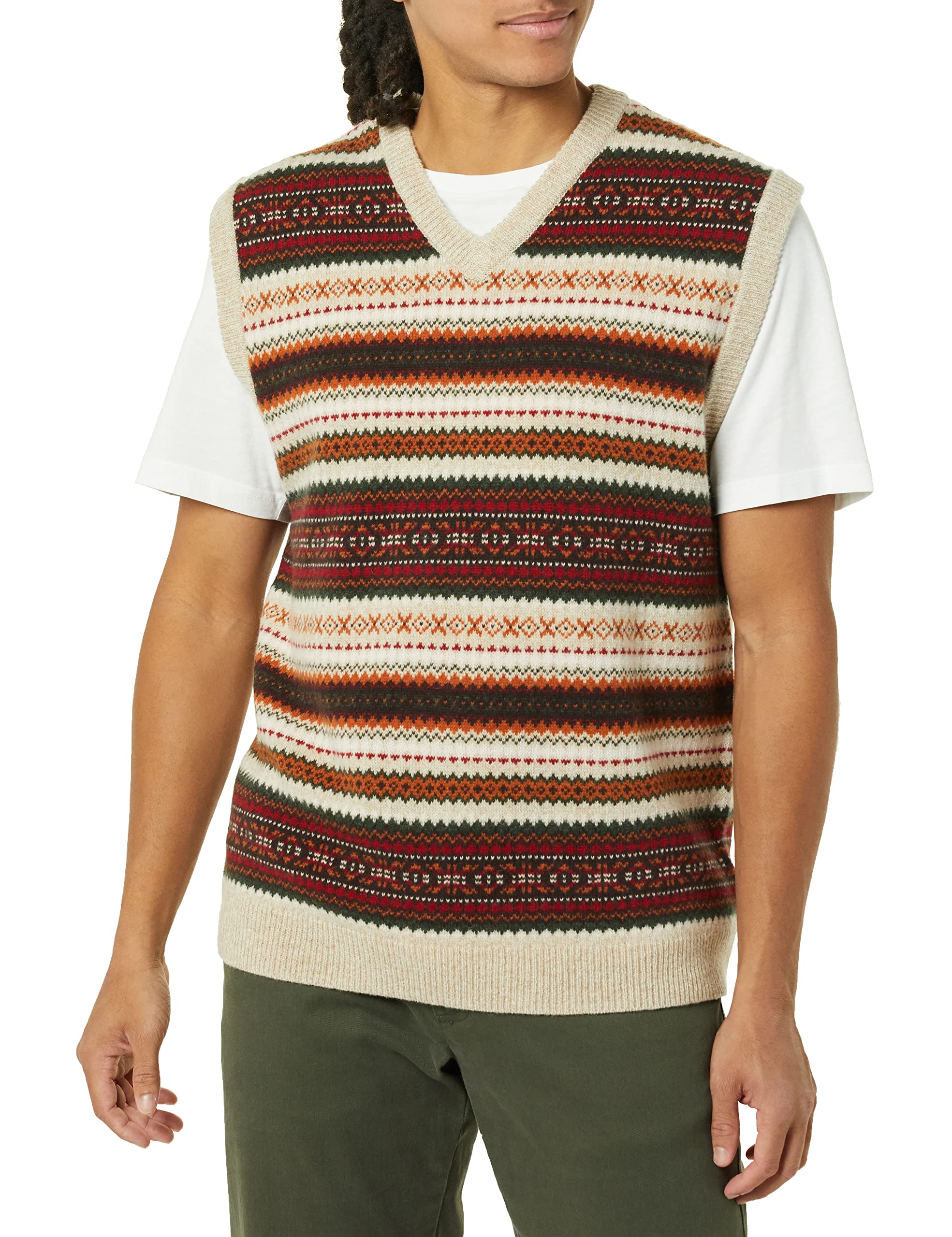 Amazon Essentials Men's Lambs Wool Sweater Vest - Premium Knit Sleeveless Pullover for Men | Warm Winter Layering, Office Wear & Casual Outfits