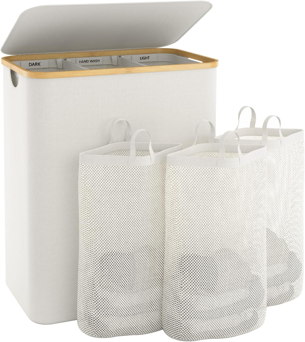 3-Section Laundry Hamper with Removable Liners - Foldable Clothes Sorting Basket for Bedroom, Bathroom & Dorm Organization - Perfect for Whites, Colors & Delicates