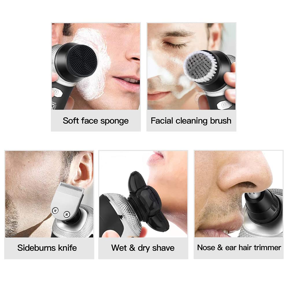 Electric Head Shaver for Bald Men - 5-in-1 USB Trimmer for Beard, Nose & Facial Care | Home & Travel Use
