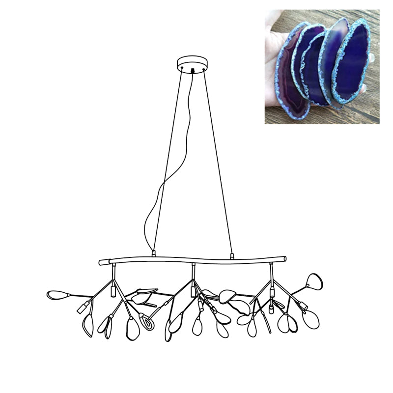 Agate Flake Chandelier - Elegant Natural Stone Crystal Ceiling Light Fixture for Dining Room, Living Room, Bedroom Decor | Modern Luxury Home Lighting