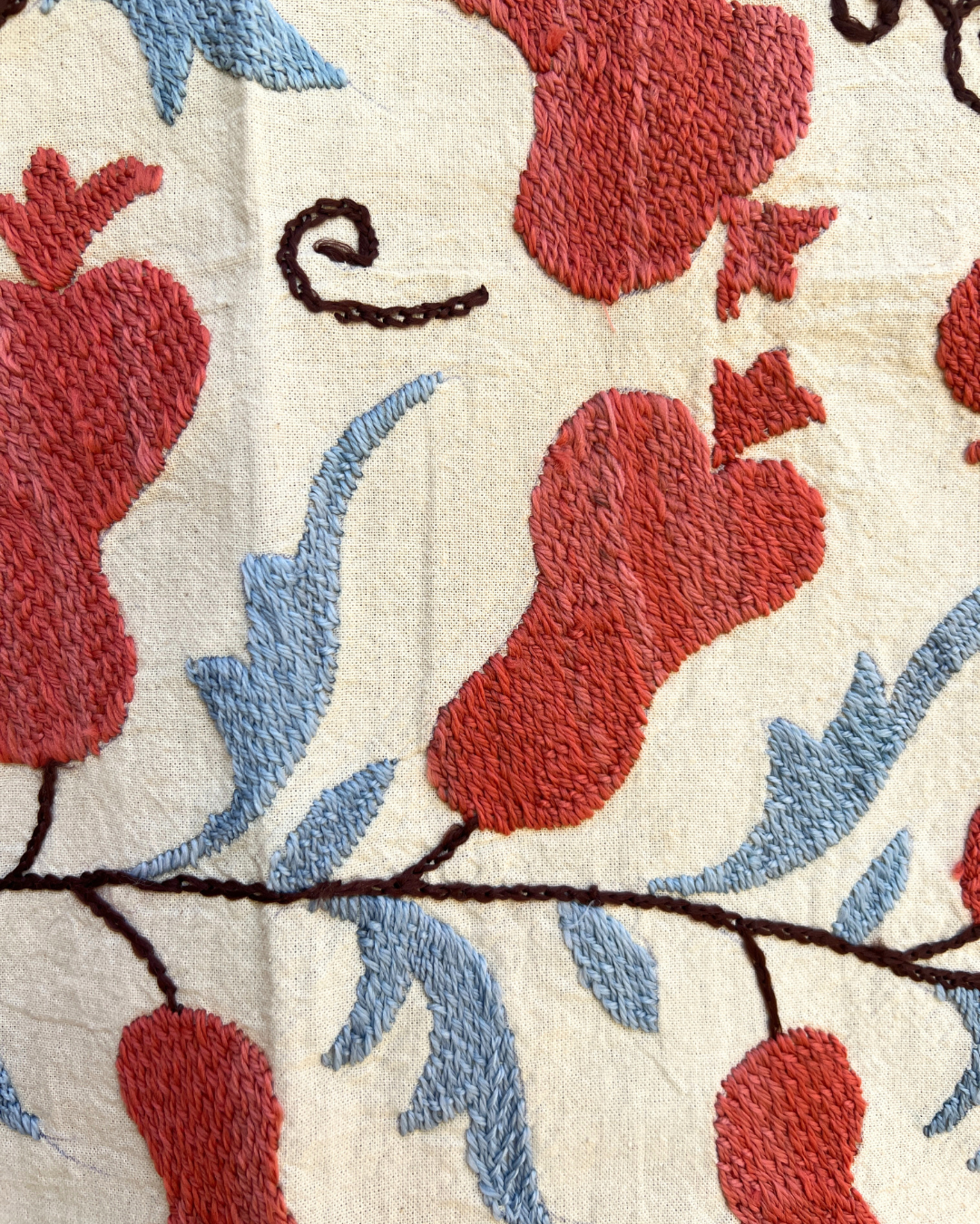 Handmade Small Suzani 070 - Traditional Embroidered Cotton Pillow Cover - Perfect for Boho Home Decor, Throw Pillow, Sofa & Bedroom Accent