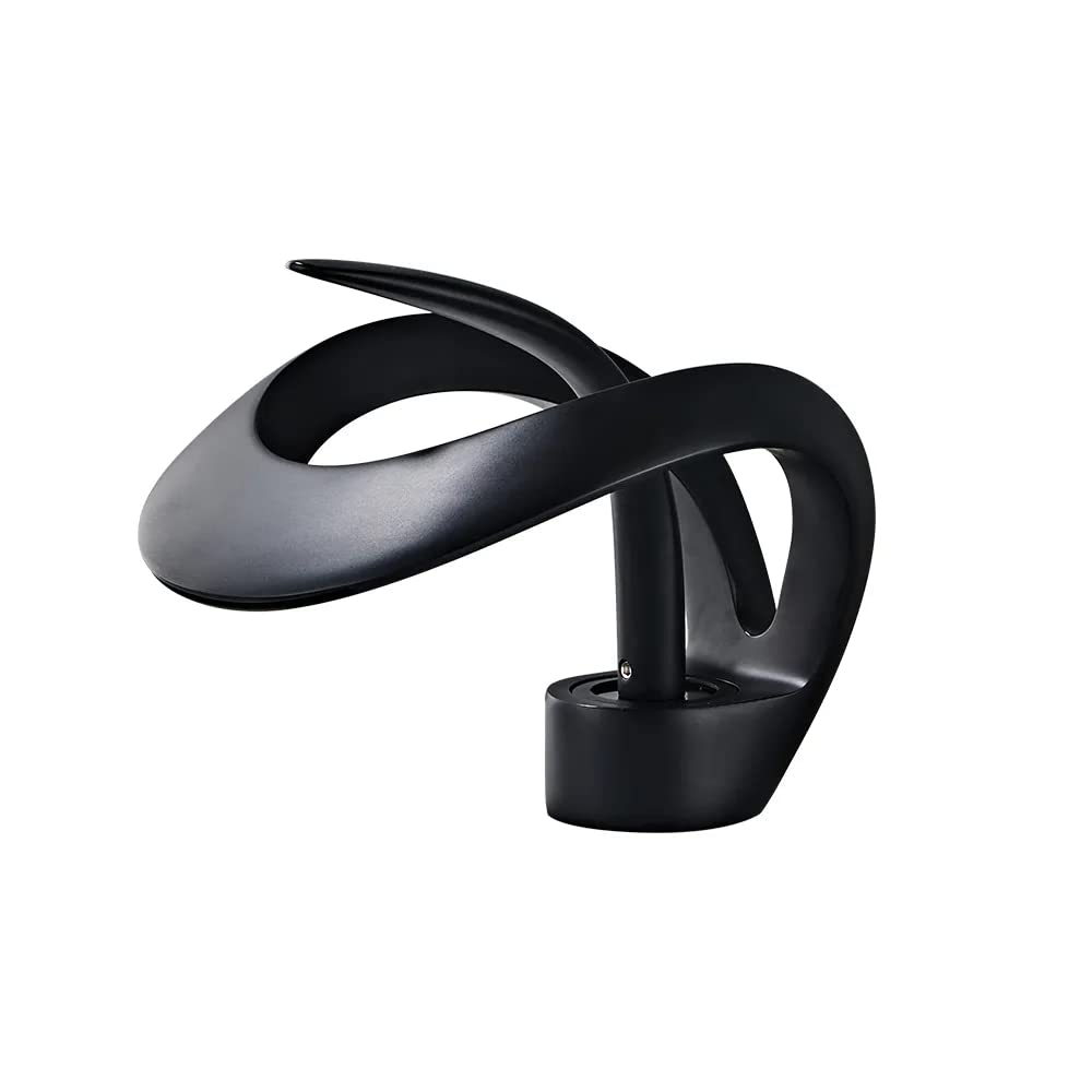 Lovedima Elegant Waterfall Single Handle 1-Hole Bathroom Vessel Sink Faucet - Solid Brass Lavatory Vanity Sink Faucet in Black | Perfect for Modern Bathrooms, Powder Rooms & Luxury Vanities