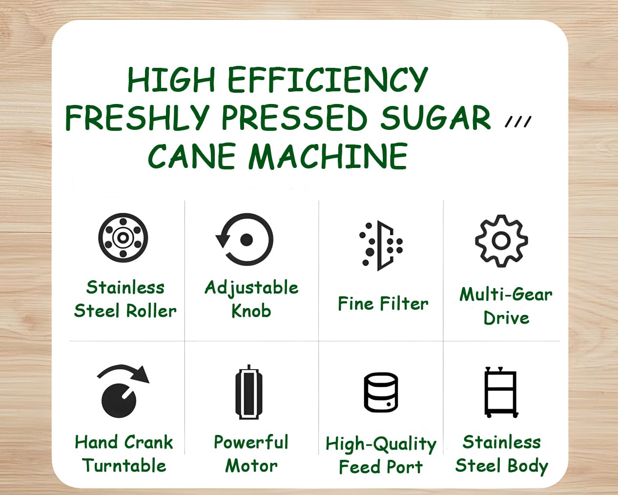 Stainless Steel Manual Sugar Cane Juicer Machine - 3 Roller Commercial Press with Steel Handle, 110LBS/Hour Output - Perfect for Juice Bars, Restaurants, and Home Use