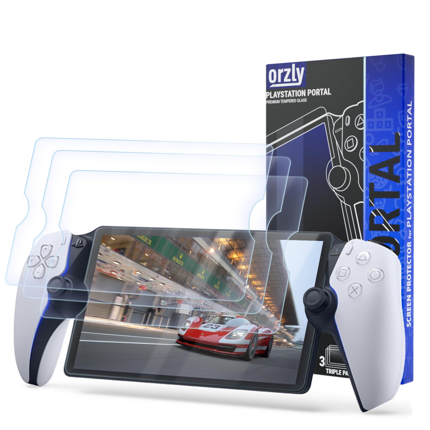 Orzly Tempered Glass Screen Protector for Playstation Portal Remote Player - 4 Pack, Anti-Scratch & Bubble-Free, Lifetime Protection - Perfect for Gaming On-The-Go & Travel Accessories