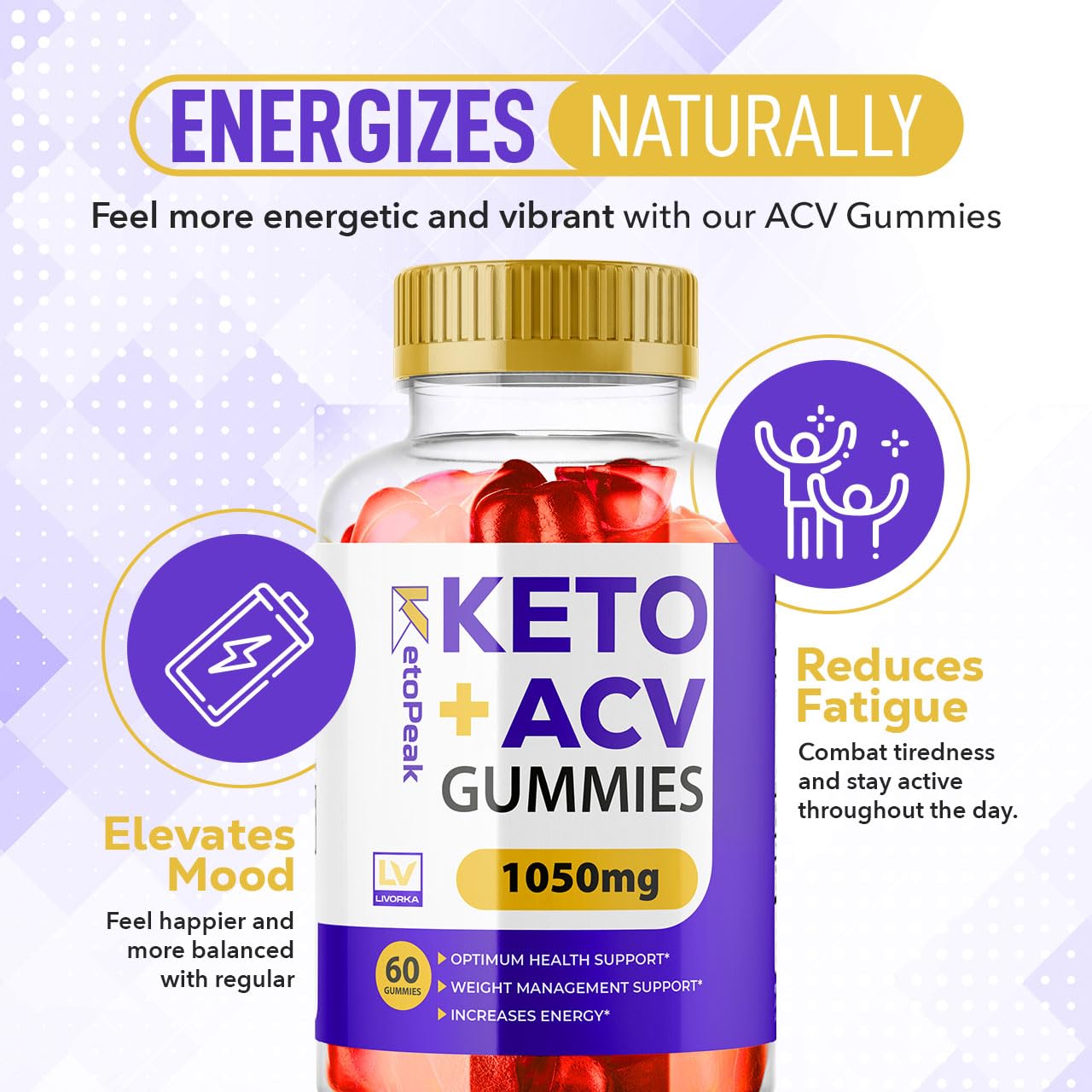 2 Pack Keto Peak ACV Gummies - 120 Count (60 Day Supply) | Apple Cider Vinegar Keto Supplement for Weight Loss & Energy Boost | Supports Ketosis & Digestion | Perfect for On-the-Go Keto Dieters & Busy Lifestyles