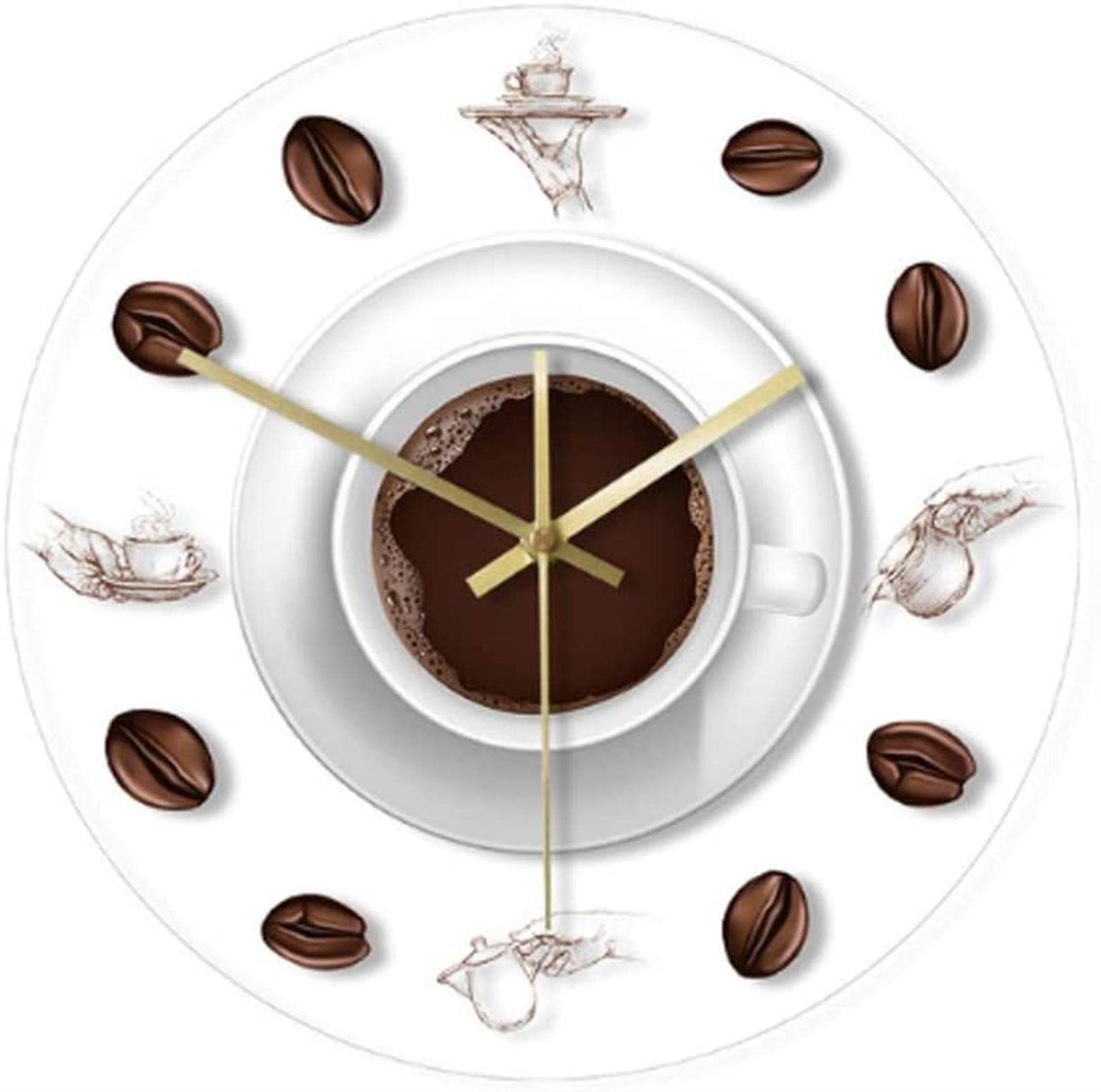 Modern Acrylic Wall Clock with Coffee Beans & Mug Design - Perfect for Kitchen, Cafe & Home Decor | Stylish & Functional Wall Watch for Coffee Lovers