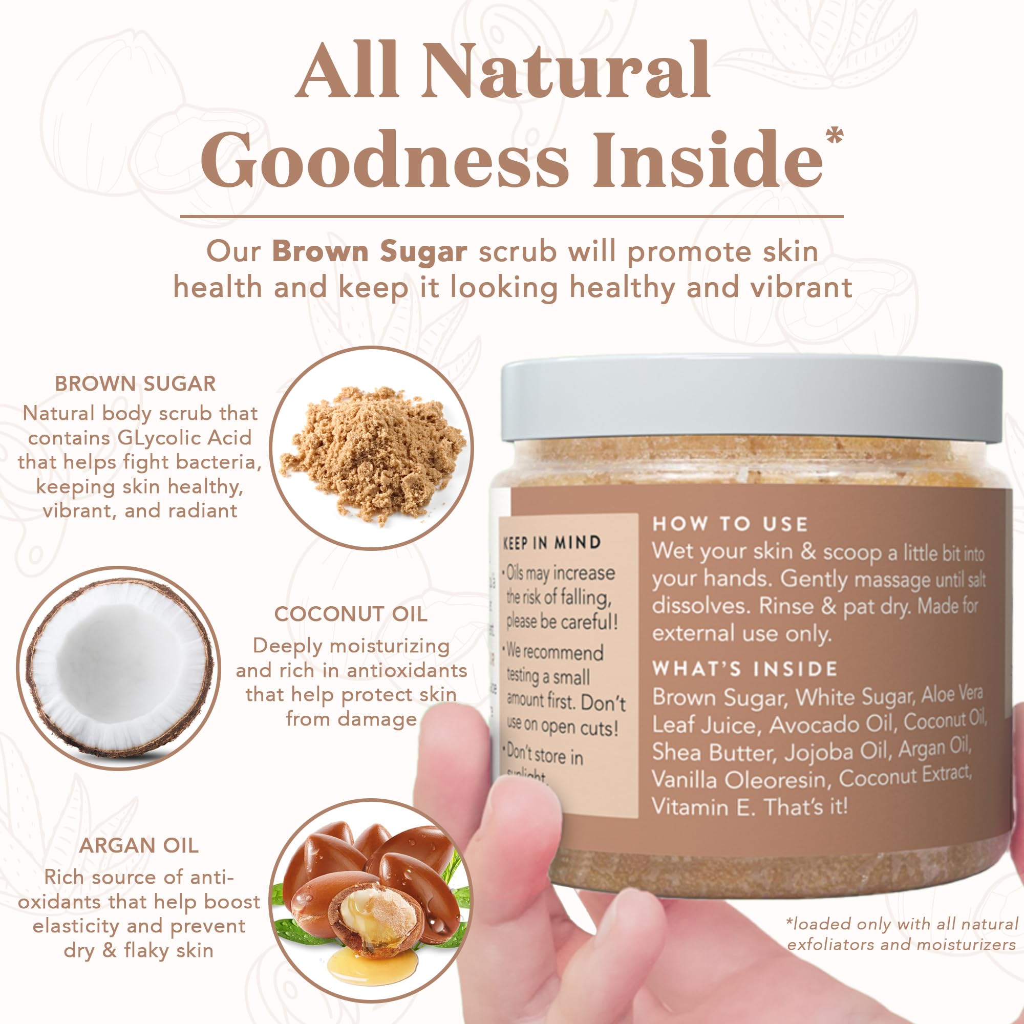Bare Botanics Organic Castor Oil for Hair Growth & Body Moisturizer + Coconut Vanilla Brown Sugar Scrub - Natural Skincare Set for Dry Skin, Scalp Care & Exfoliation - Perfect for Spa Day & Self Care Routine