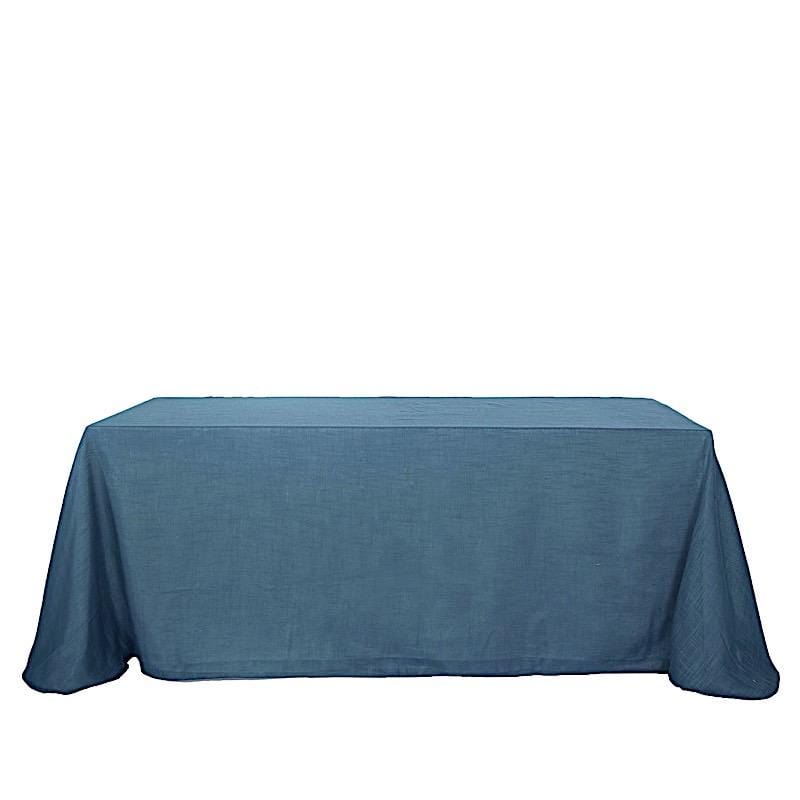 90x132 Inch Rectangular Premium Faux Burlap Polyester Tablecloth - Washable & Wrinkle-Resistant for Dining Tables, Parties, and Home Decor