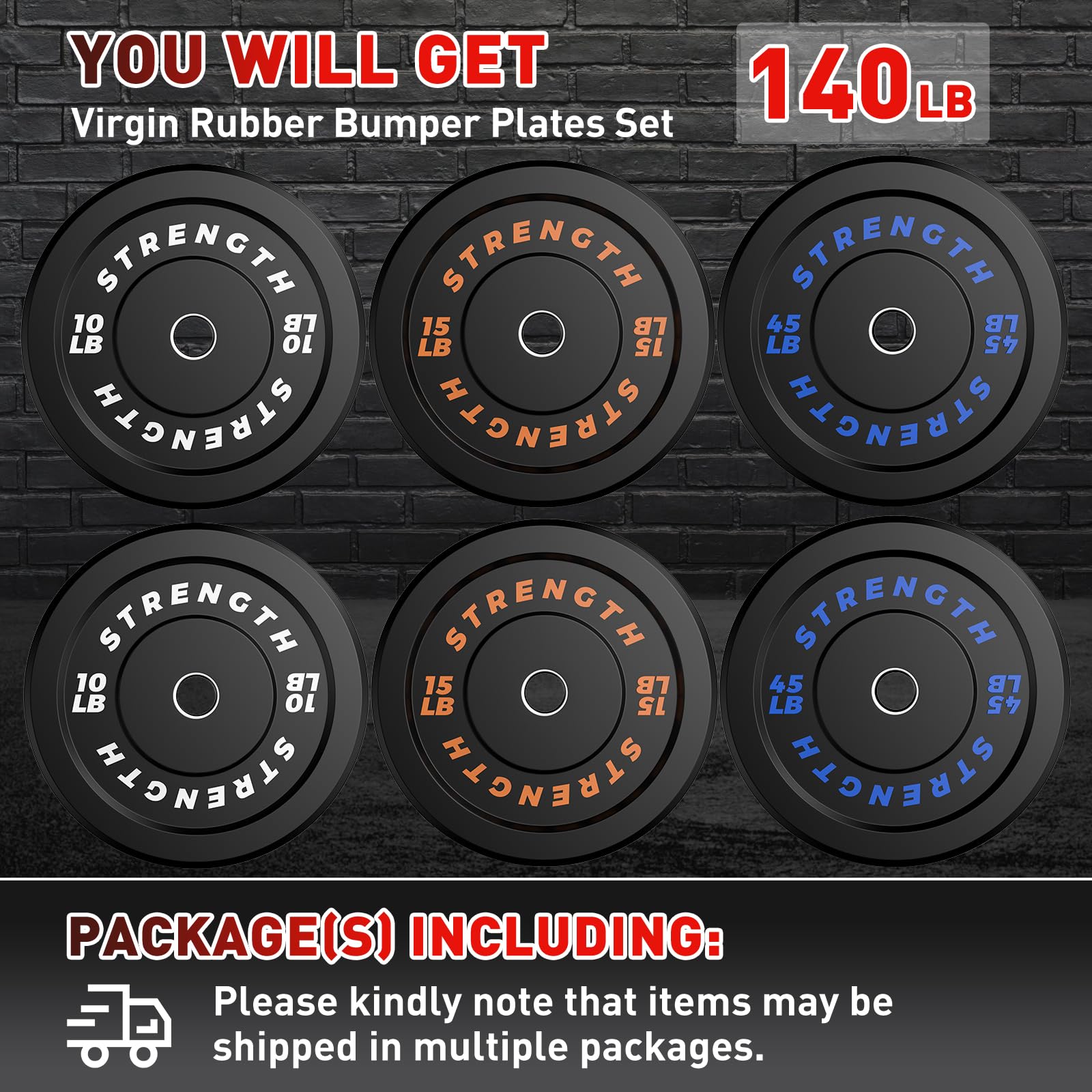 Olympic Bumper Plates Set - Premium Virgin Rubber Weight Plates for CrossFit, Powerlifting & Strength Training - Perfect for Home Gyms & Commercial Fitness Centers