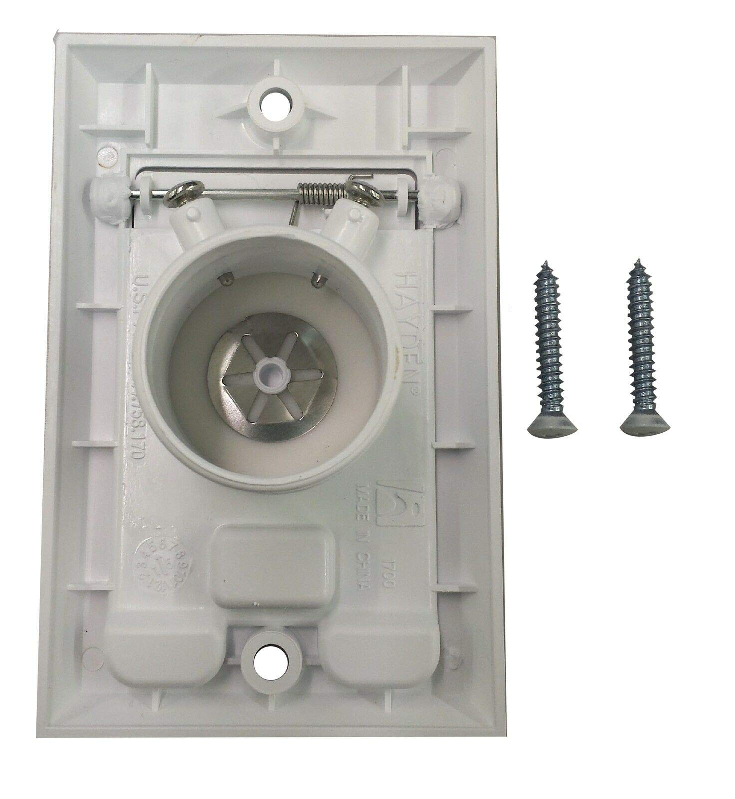 HASMX White Central Vacuum Square Door Inlet Wall Plate - Compatible with Nutone, Beam & VacuFlow Vacuum Cleaners - Fits 1 3/8