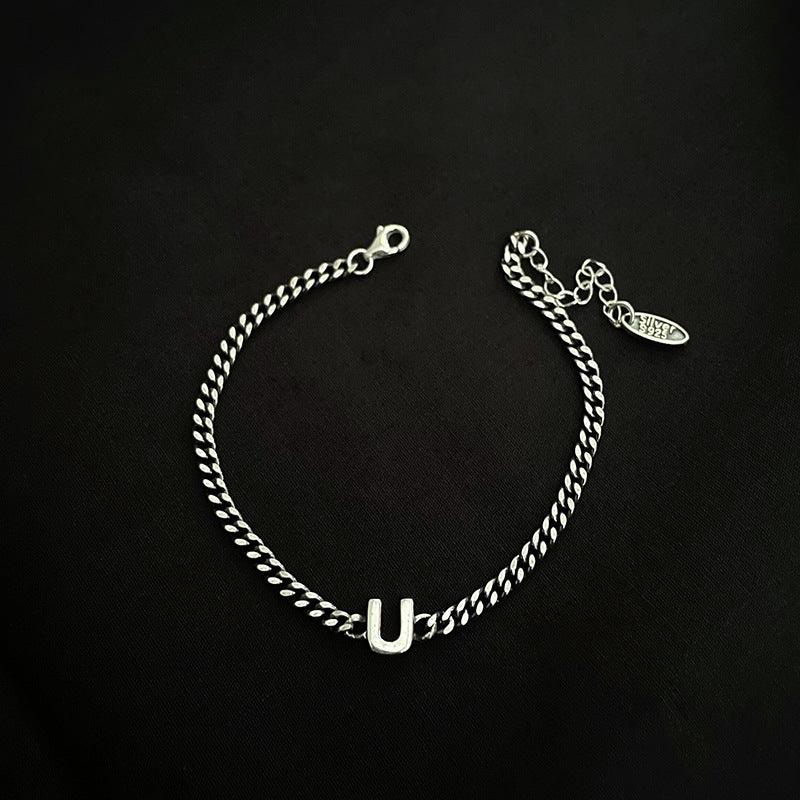 Sterling Silver 26 English Letter Alphabet Bracelet for Women - Personalized Name Initial Jewelry Gift for Her, Perfect for Birthdays, Anniversaries and Everyday Wear