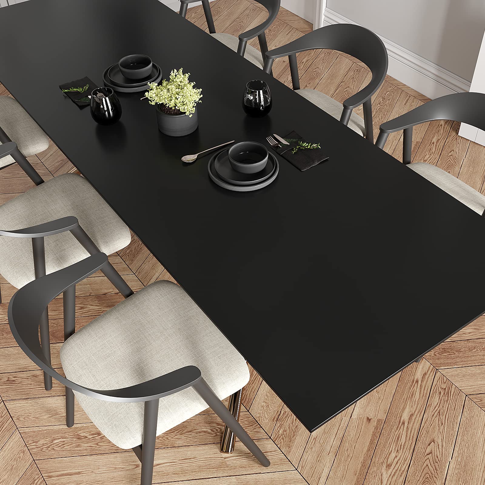 VEELIKE 15.7''x118'' Matte Black Peel and Stick Wallpaper - Removable Self-Adhesive Vinyl Contact Paper for Walls, Cabinets, Shelves, Furniture & Countertops | Waterproof, Thick & Durable | Perfect for Bedroom, Kitchen, Office & Home Decor