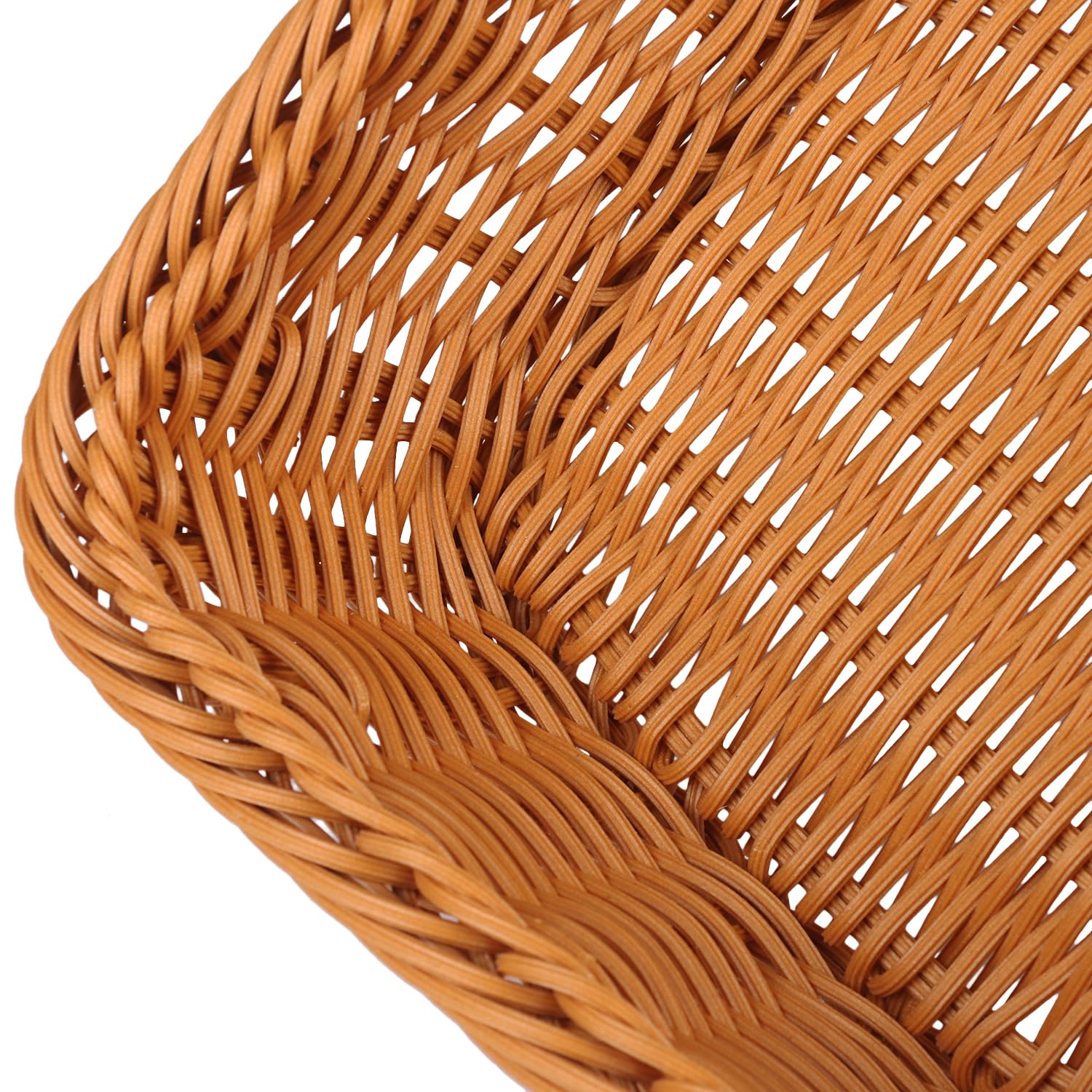 4-Piece 12 Inch Woven Wicker Bread Baskets Set - Natural Brown Rattan Serving Trays for Bread, Fruits, Vegetables & Snacks - Perfect for Restaurants, Bakeries, Family Parties & Hotels - Elegant Tabletop Display & Food Presentation