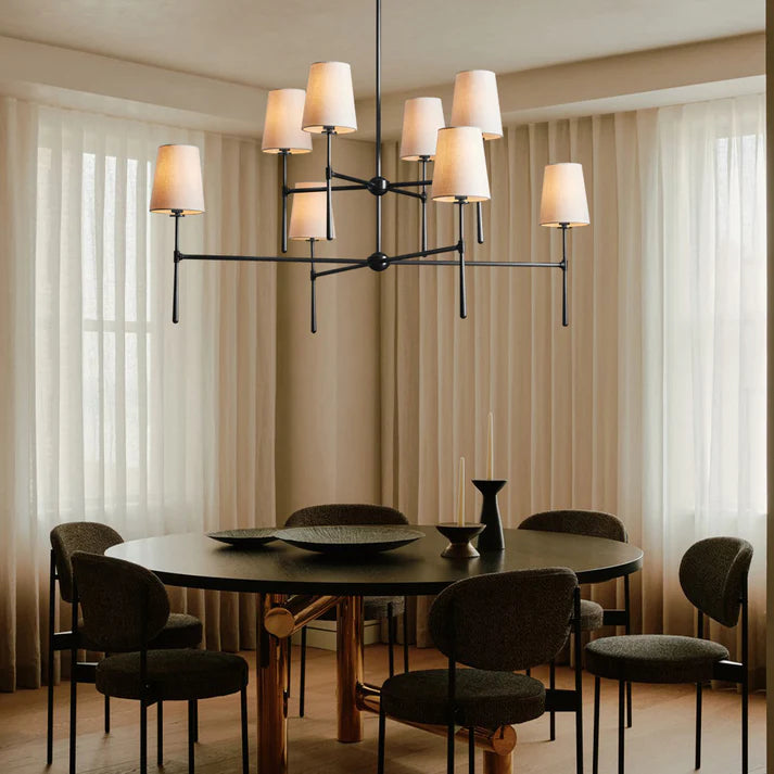 Rhodes 2 Tier Round Chandelier - Elegant Crystal Ceiling Light Fixture for Dining Room, Living Room & Bedroom | Perfect for Home Decor & Interior Design