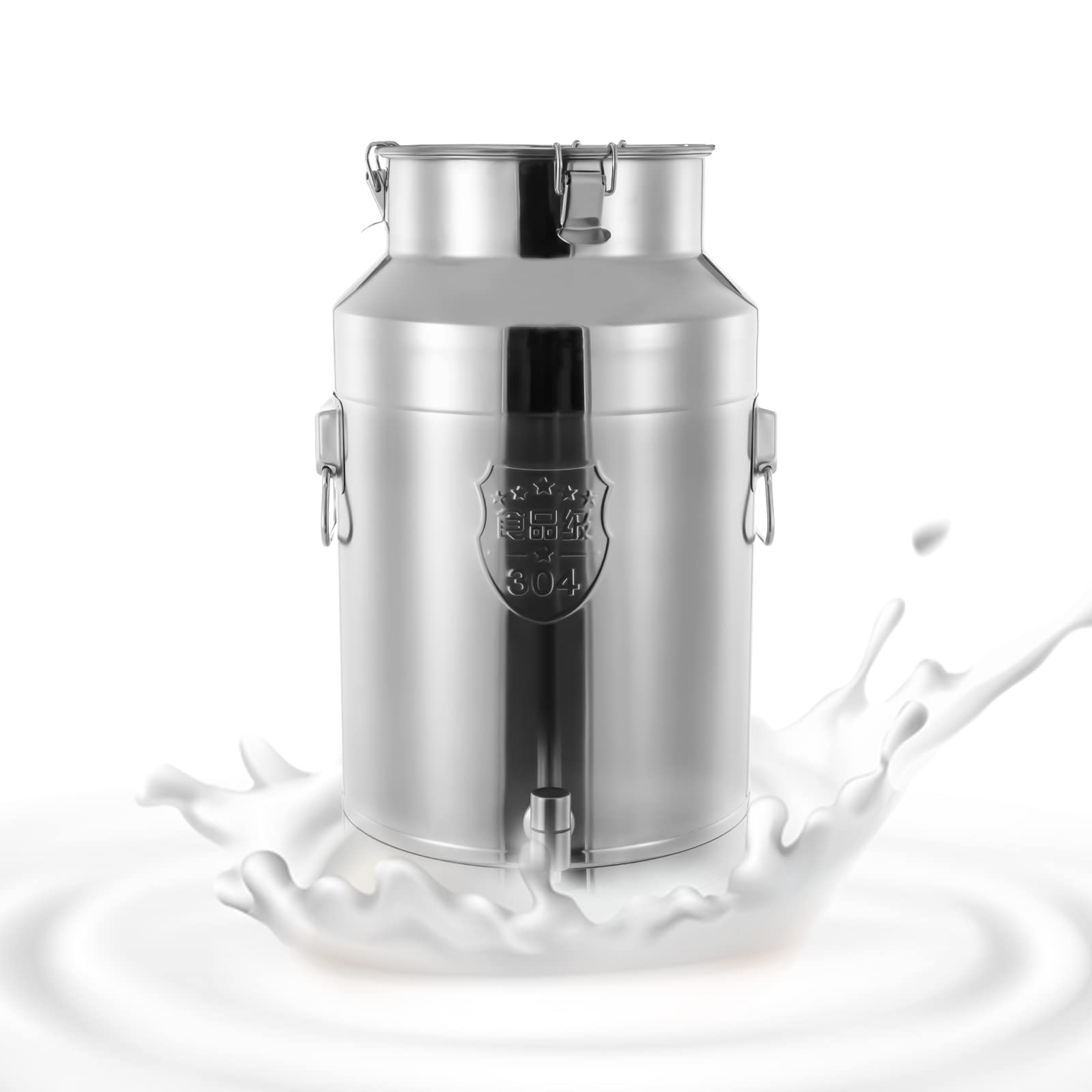 Premium 35L 304 Stainless Steel Heavy Duty Milk Can - Food Grade Sealed Storage Bucket for Liquids & Solids with Lid, Handles & Faucet - Ideal for Milk, Wine, Beverage Storage in Homes, Cafes, Milk Tea Shops & Commercial Kitchens