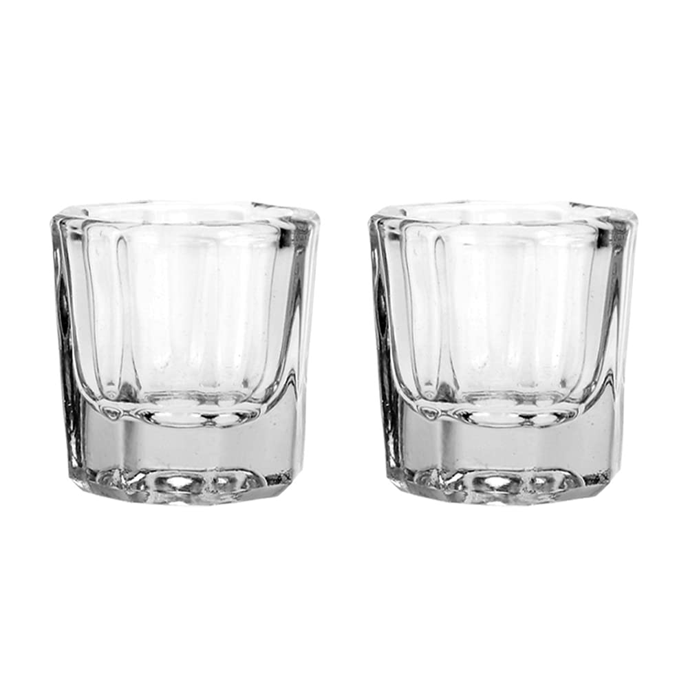 Aruza 2 Pack Glass Nail Dappen Dish - Crystal Nail Art Cup for Acrylic, Gel Polish & Dip Powder - Perfect for DIY Manicure & Professional Salon Use