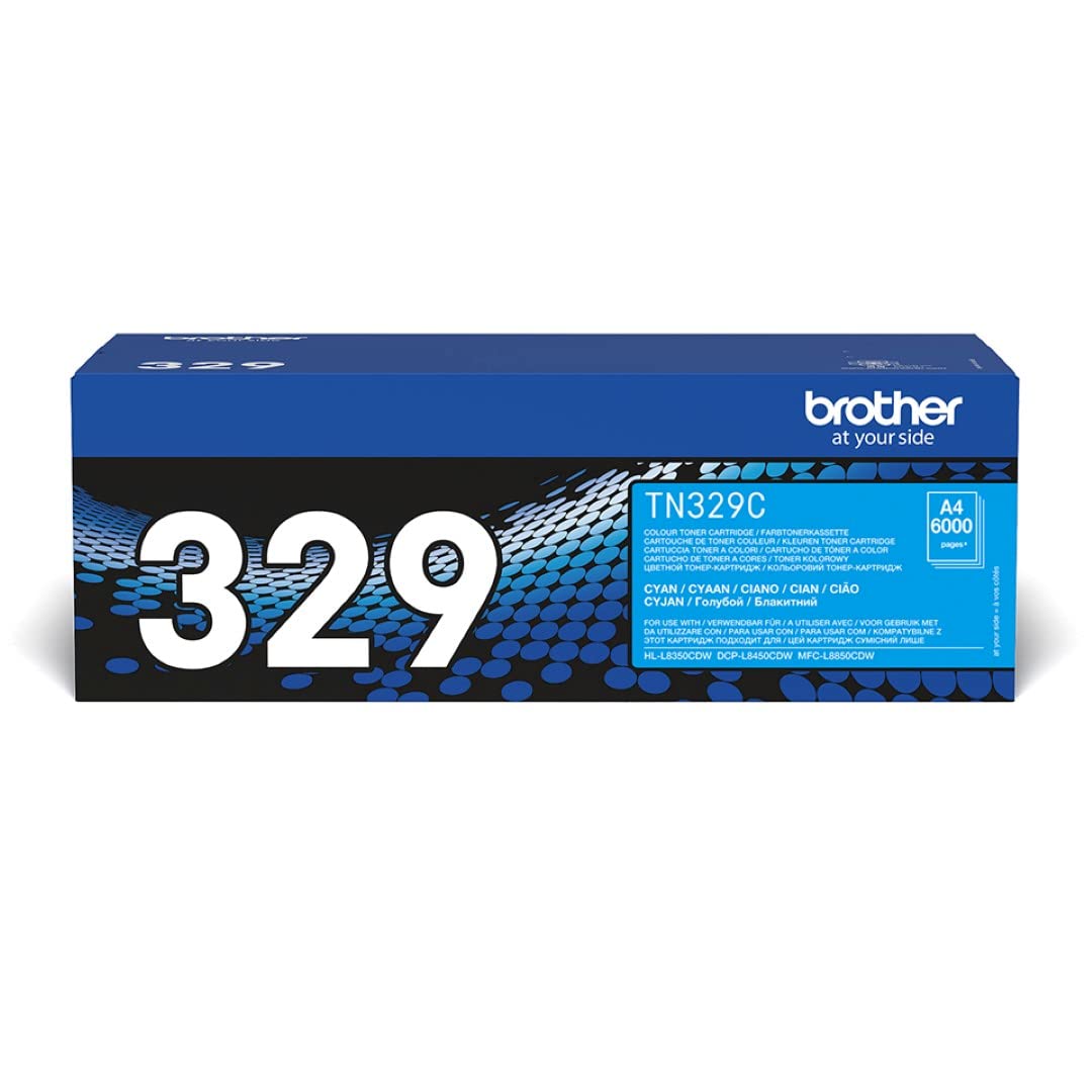 Brother TN-329C Genuine Cyan Toner Cartridge - Super High Yield Single Pack (1 Cartridge) | Compatible with Brother Printers | Ideal for Office, Home & Business Printing Needs