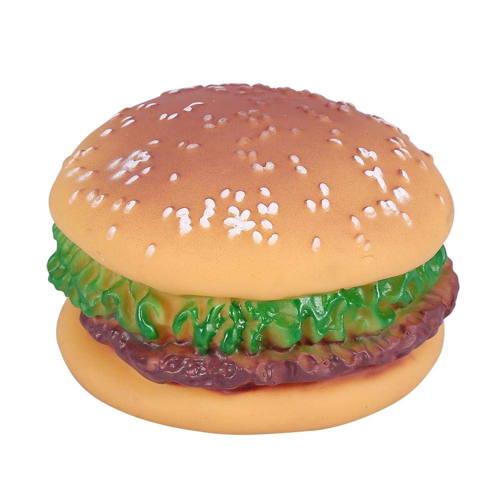 Fdit Pet Hamburger Chew Toys - Squeaky Dog Chew Toy for Puppies & Adult Dogs, Durable Hamburger-Shaped Food Toy with Fun Sound - Perfect for Teething, Playtime & Training