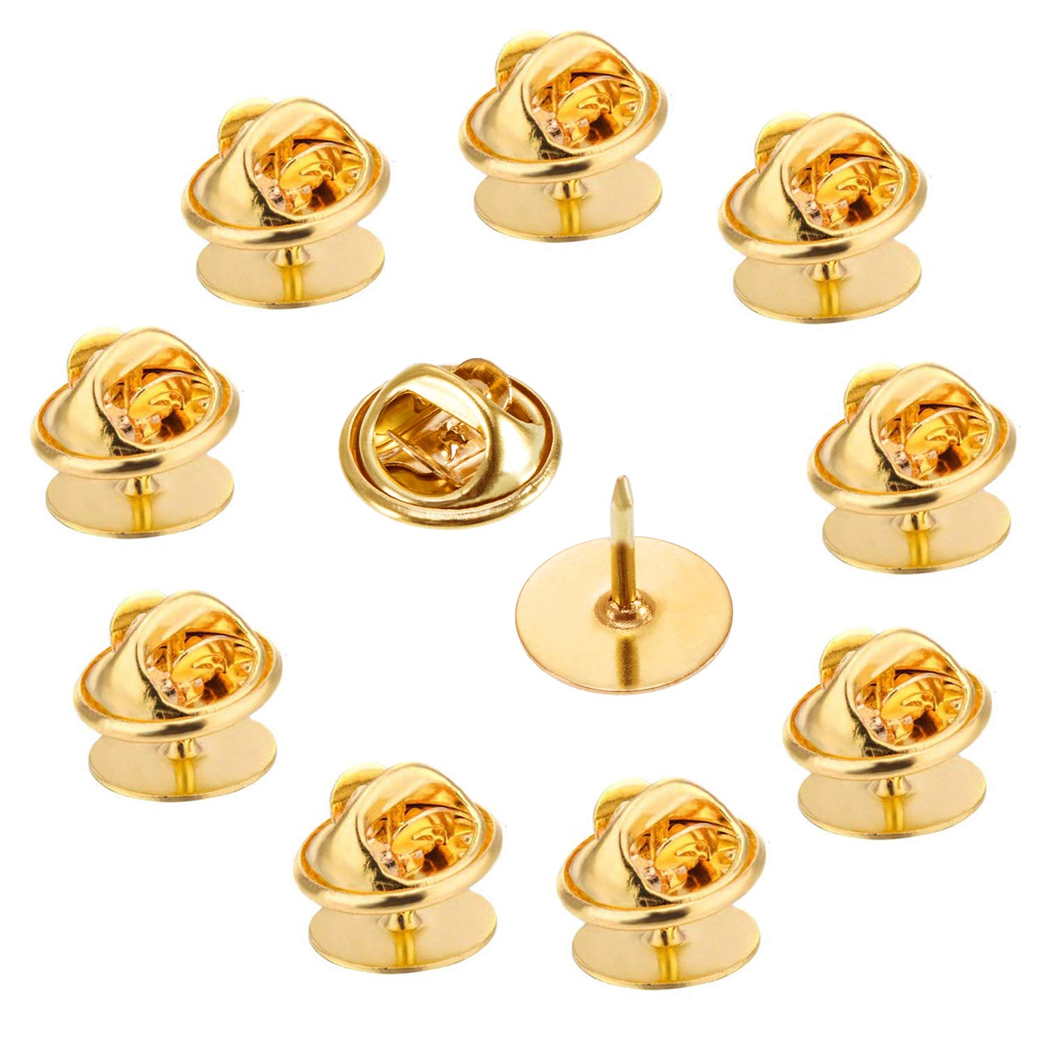 100 Pack Gold Butterfly Clutch Pins with 10MM Blank Pins - CBTONE Tie Tacks for Jewelry Making, Badge Insignia, Craft DIY, Military Service Bars - Perfect for Costume Accessories, DIY Projects & Gift Packaging