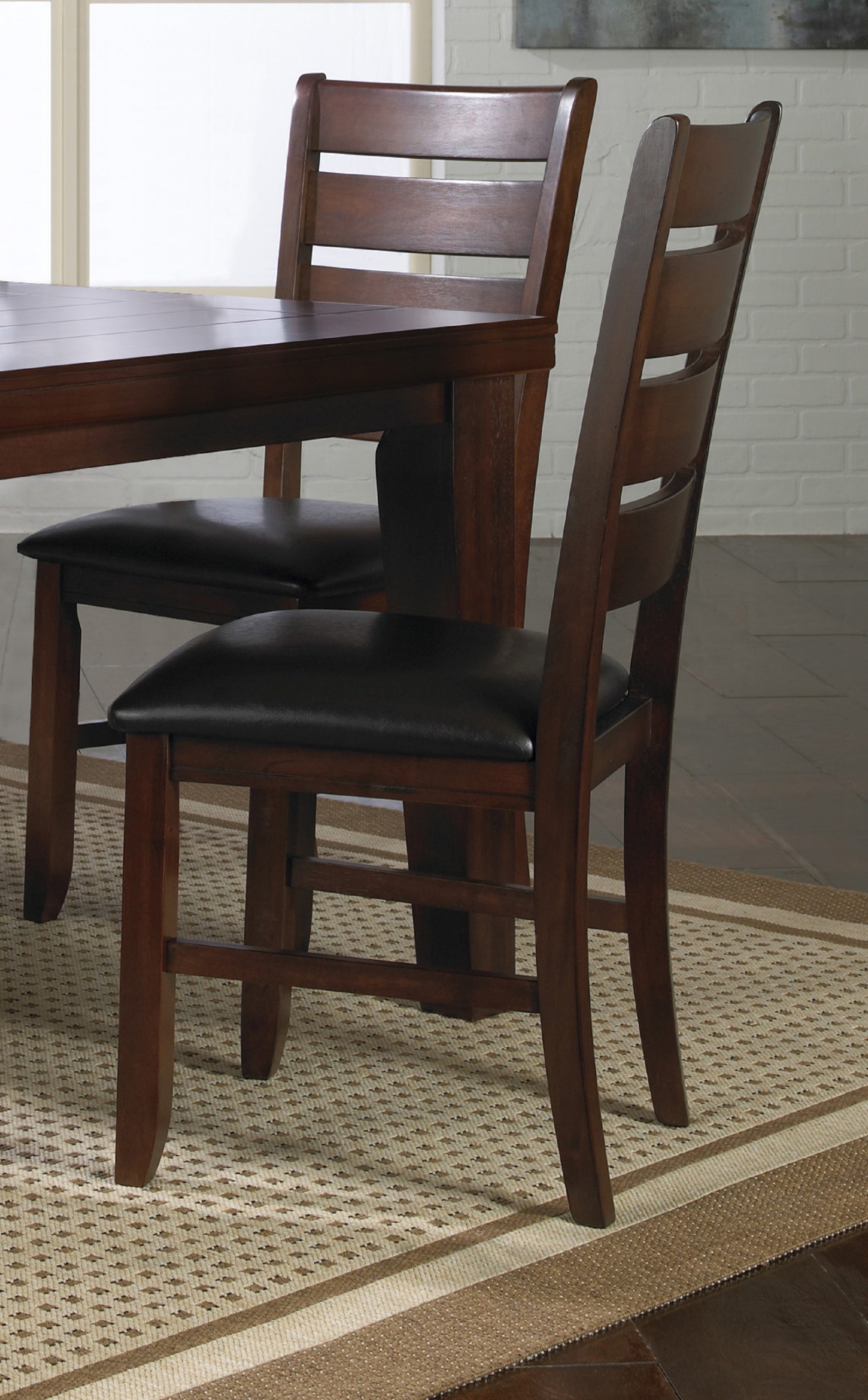 Modern Dining Chairs Set of 2 - Brown Espresso Finish Solid Wood with Faux Leather Cushions - Kitchen & Dining Room Furniture for Home, Restaurant, and Office Use