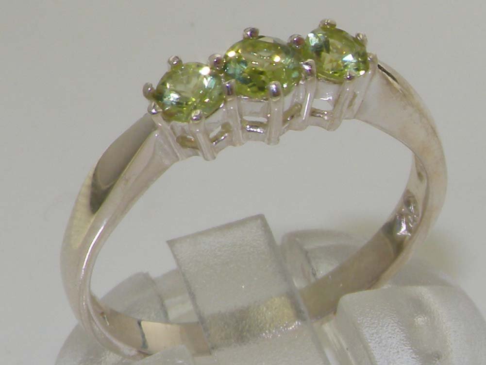 925 Sterling Silver Genuine Peridot Women's Trilogy Anniversary Ring - Elegant Gift for Wife, Girlfriend, Mother's Day, Birthday & Special Occasions