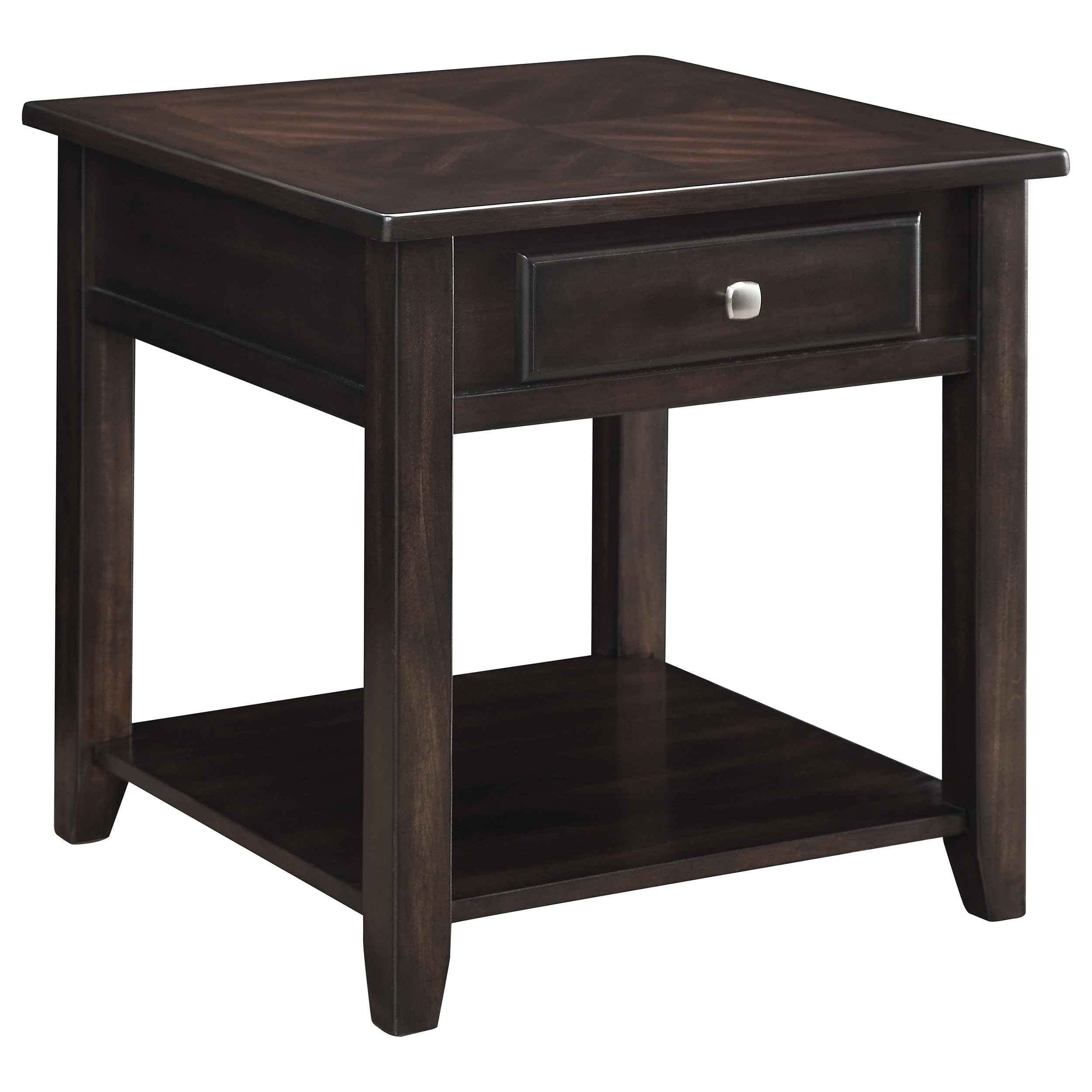 Coaster Furniture 721037 Square 1-Shelf End Table - Walnut Finish for Living Room, Bedroom & Office Decor