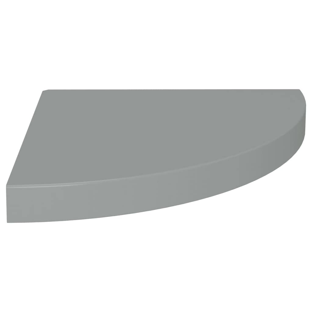 Modern Floating Corner Shelves Set of 4 - Gray MDF Wall Mounted Storage Shelf 13.8