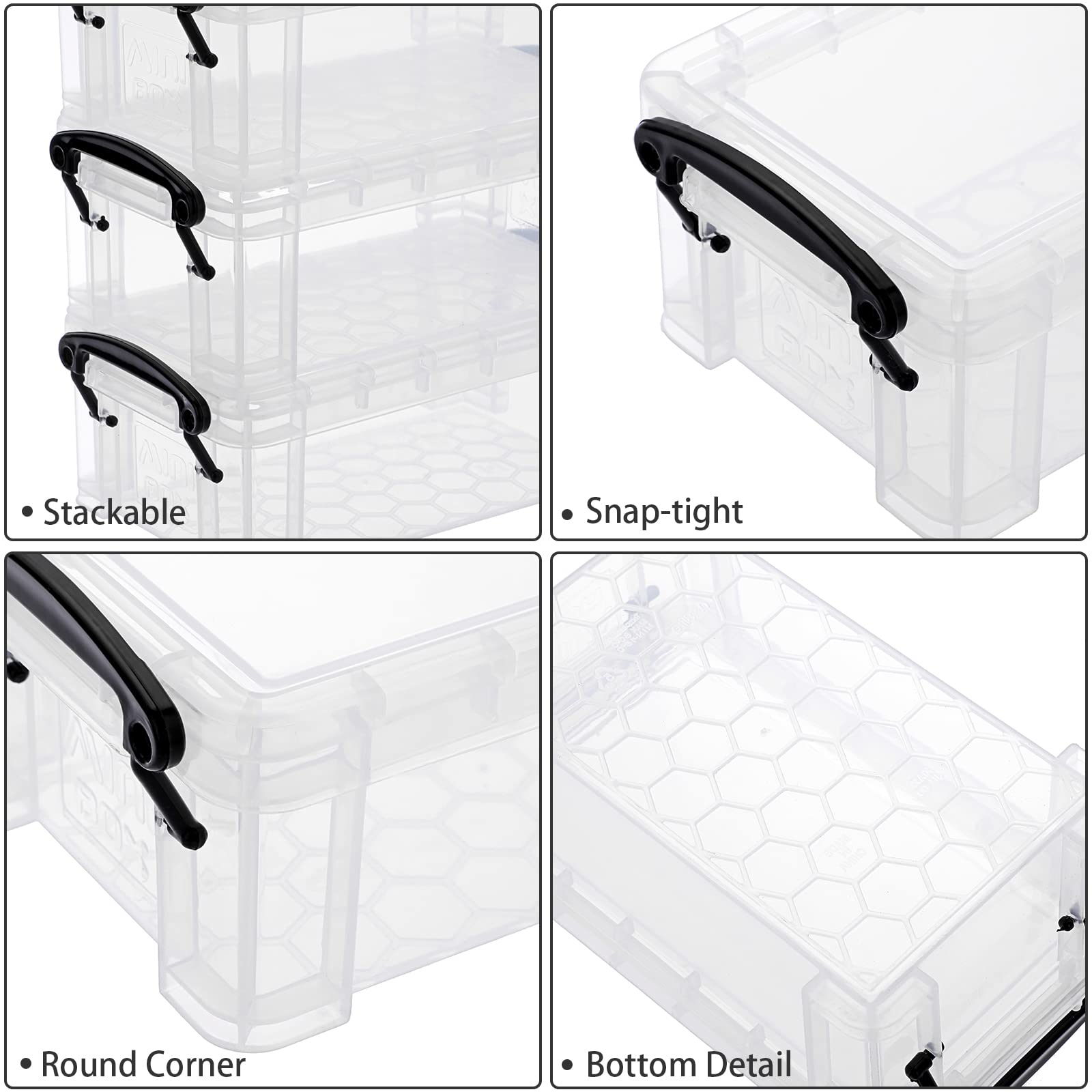 BTSKY 6 Pack Small Clear Plastic Storage Box with Lid - Mini Sewing Organizer, Stackable Craft Containers for Stationery, Jewelry, Beads & DIY Supplies - Perfect for Home, Office & Craft Room Organization