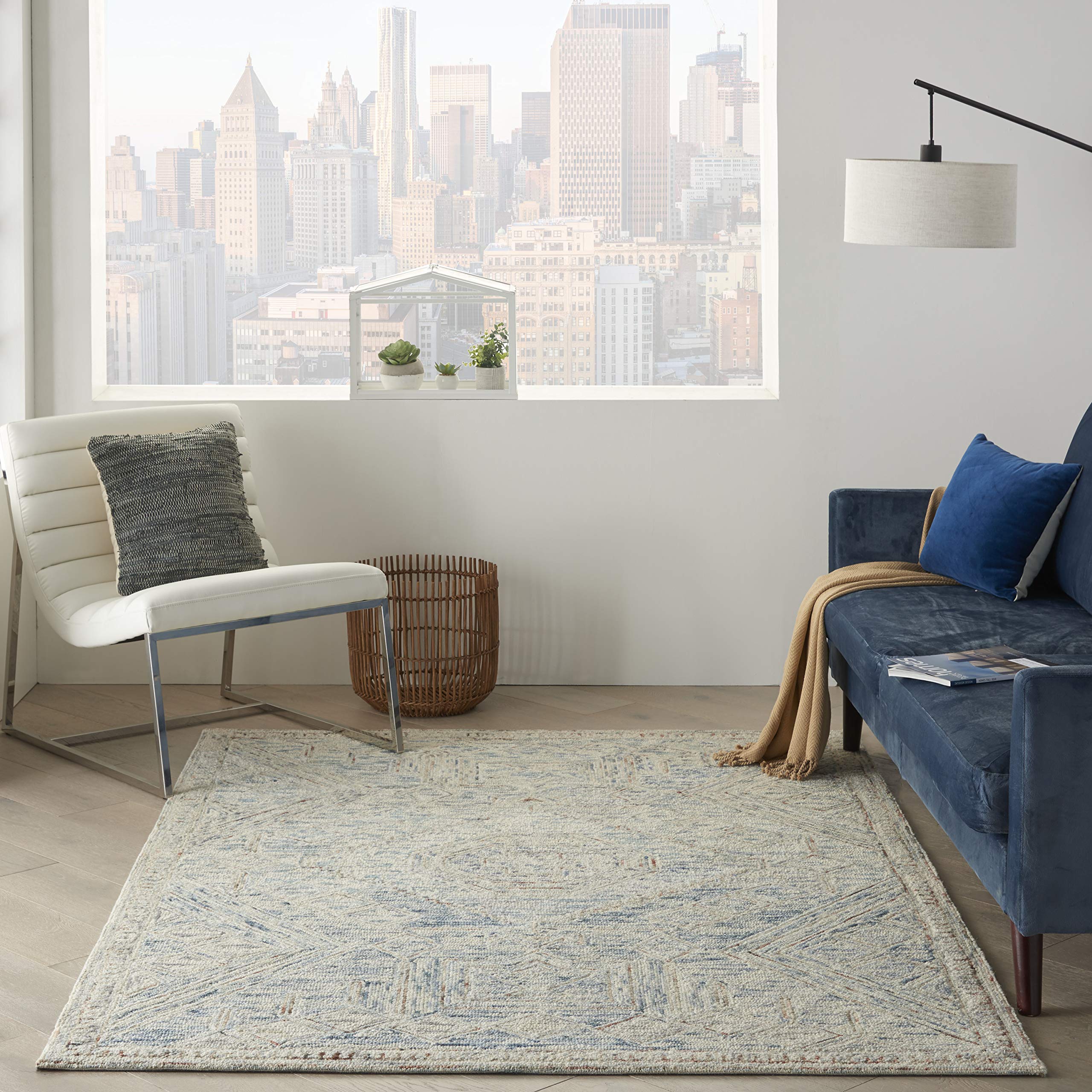 Nourison Linked Contemporary Blue Multi 5' x 7'6