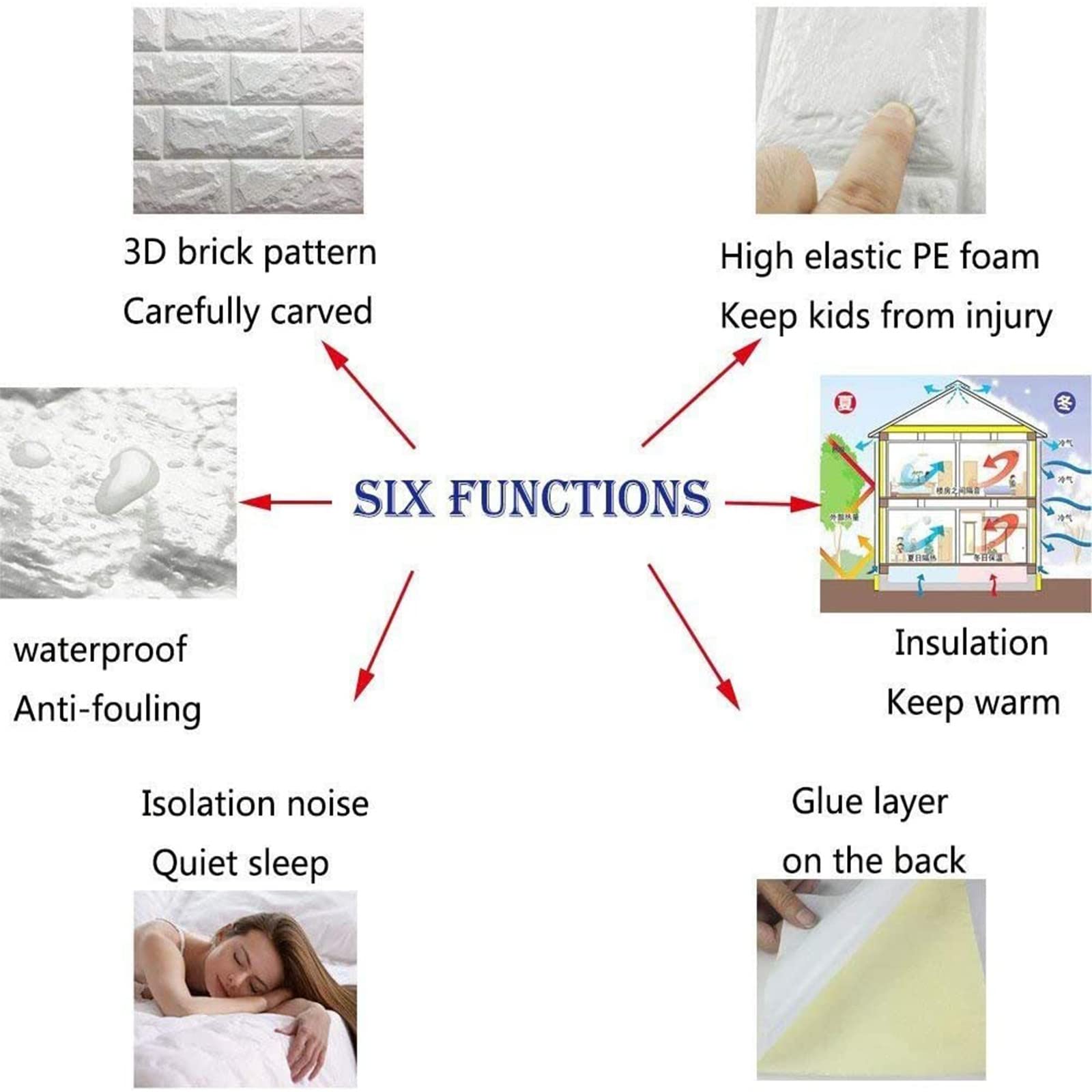 3D Foam Brick Wallpaper - Self-Adhesive 8MM Thick DIY Wall Stickers, Embossed Brick & Stone Effect Wall Panels for Living Room, Bedroom, Home Office Decor (10 Pack) - Perfect for Accent Walls, Feature Walls, and Home Renovation Projects