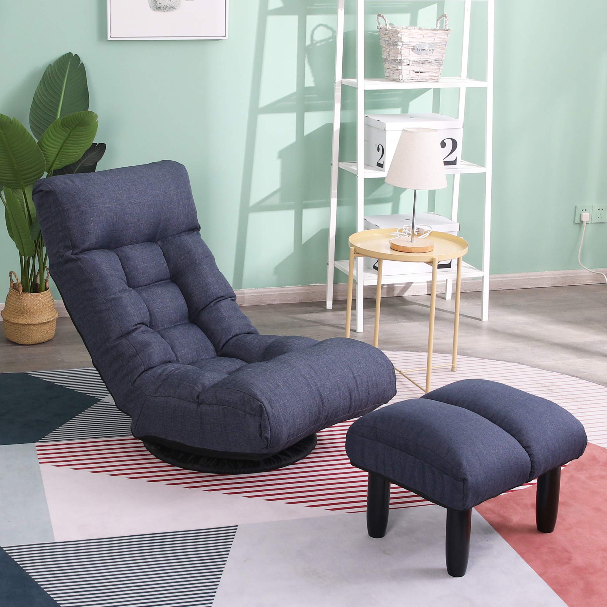 Adjustable Floor Recliner Chair - Japanese Tatami Style Lazy Sofa for Living Room, Balcony & Leisure | Portable Single Seat with Reclining Back