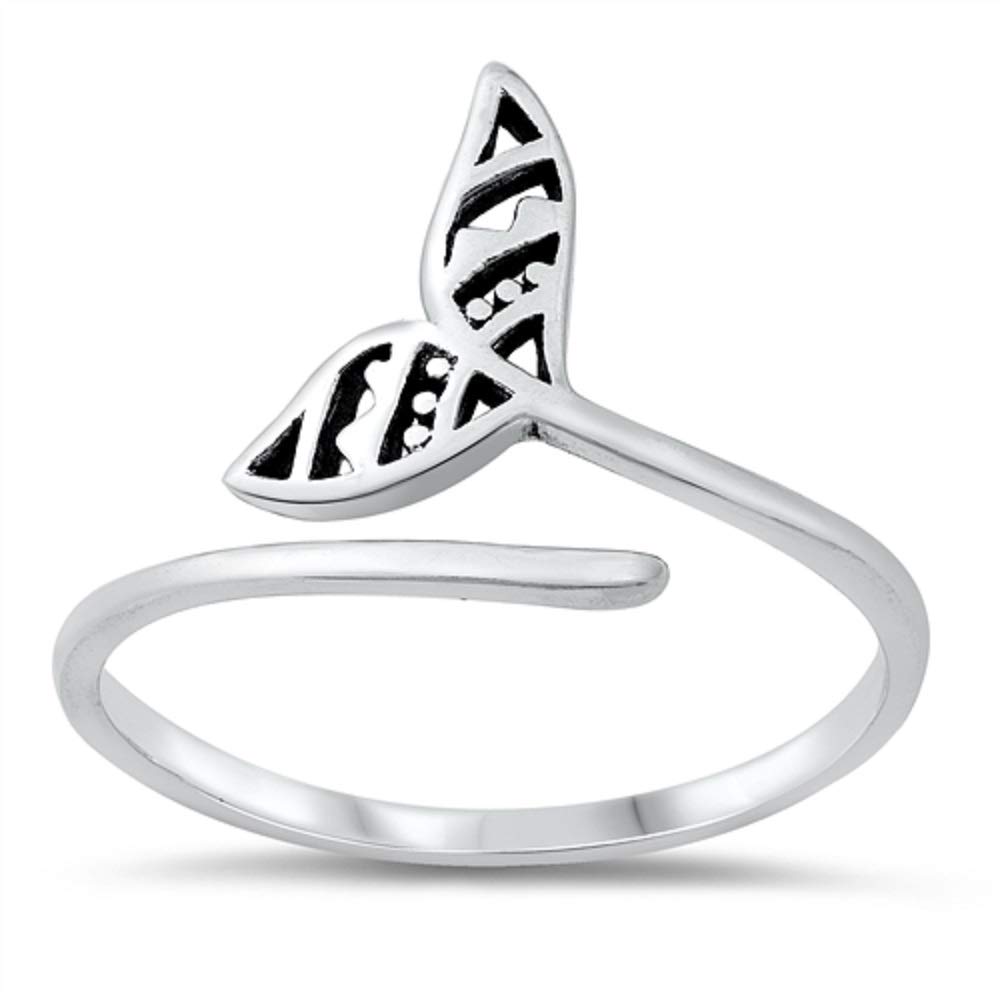 925 Sterling Silver Open Whale Tail Ring for Women - Elegant Boho Jewelry Gift for Her - Perfect for Beach, Vacation & Everyday Wear