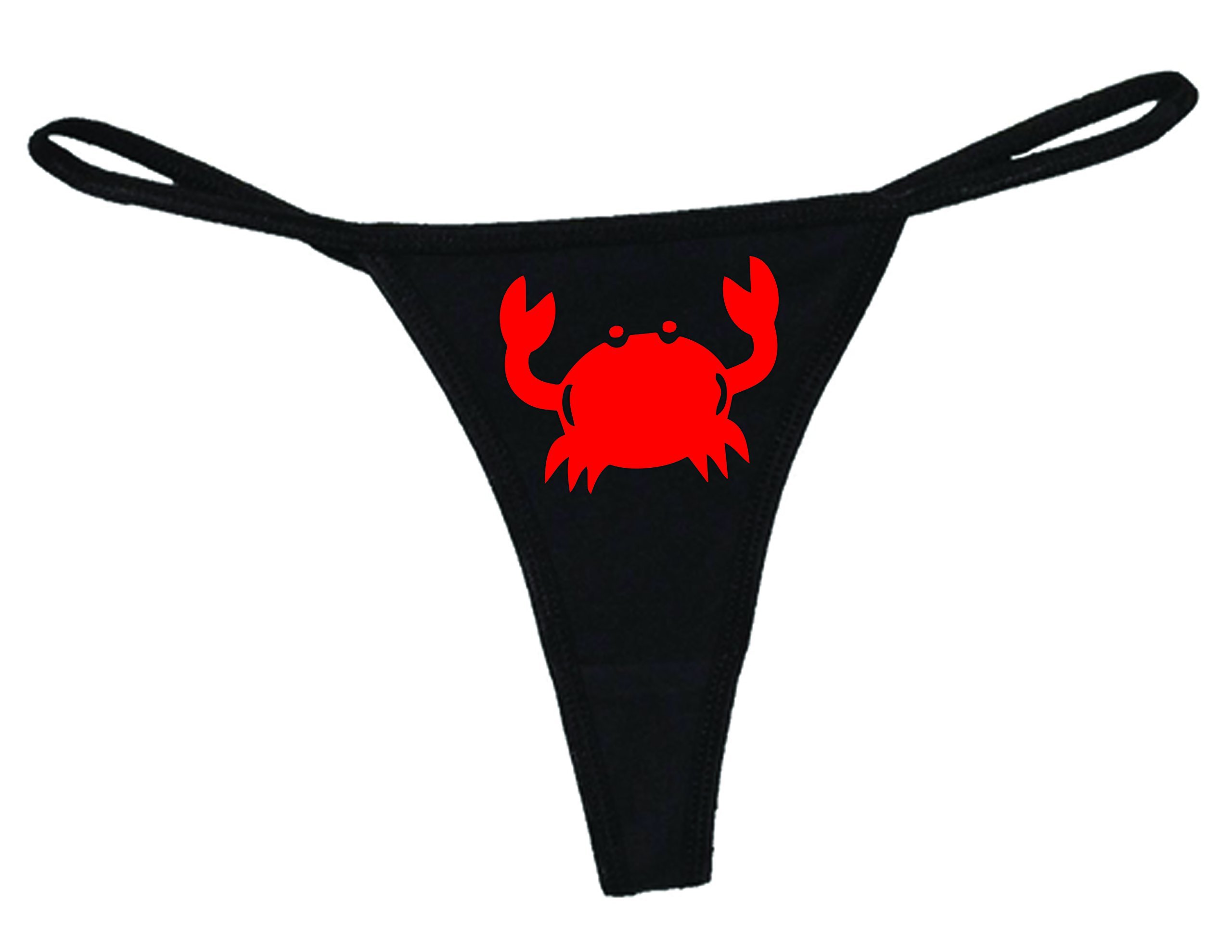 STUFF WITH ATTITUDE Crab Print Black Thong Panties - Sexy Lingerie for Women, Fun Beachwear & Unique Gift Idea
