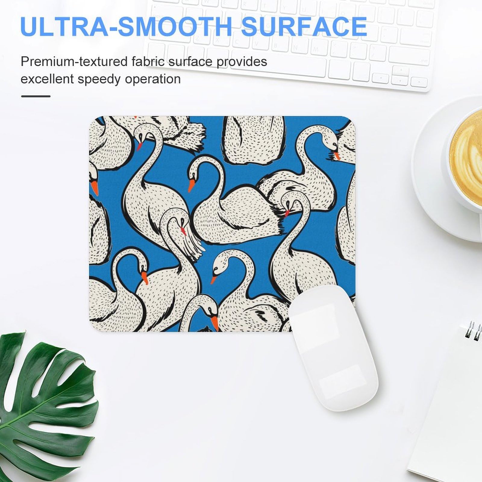 Premium Blue Swan Design Mouse Pad - Non-Slip, Waterproof Gaming & Office Mouse Mat (20x25cm) - Durable Computer Desk Accessory for Home, Work & Gaming Setups