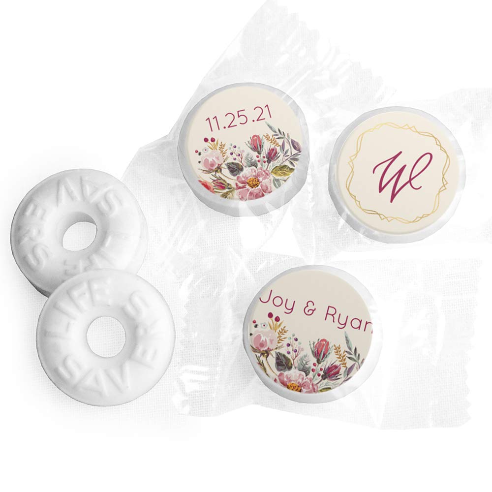 Personalized Rustic Wedding Mints - Custom LifeSavers Favors (335-365 Count) - Bridal Shower, Wedding Reception Guest Gifts for Rustic, Vintage & Country Weddings